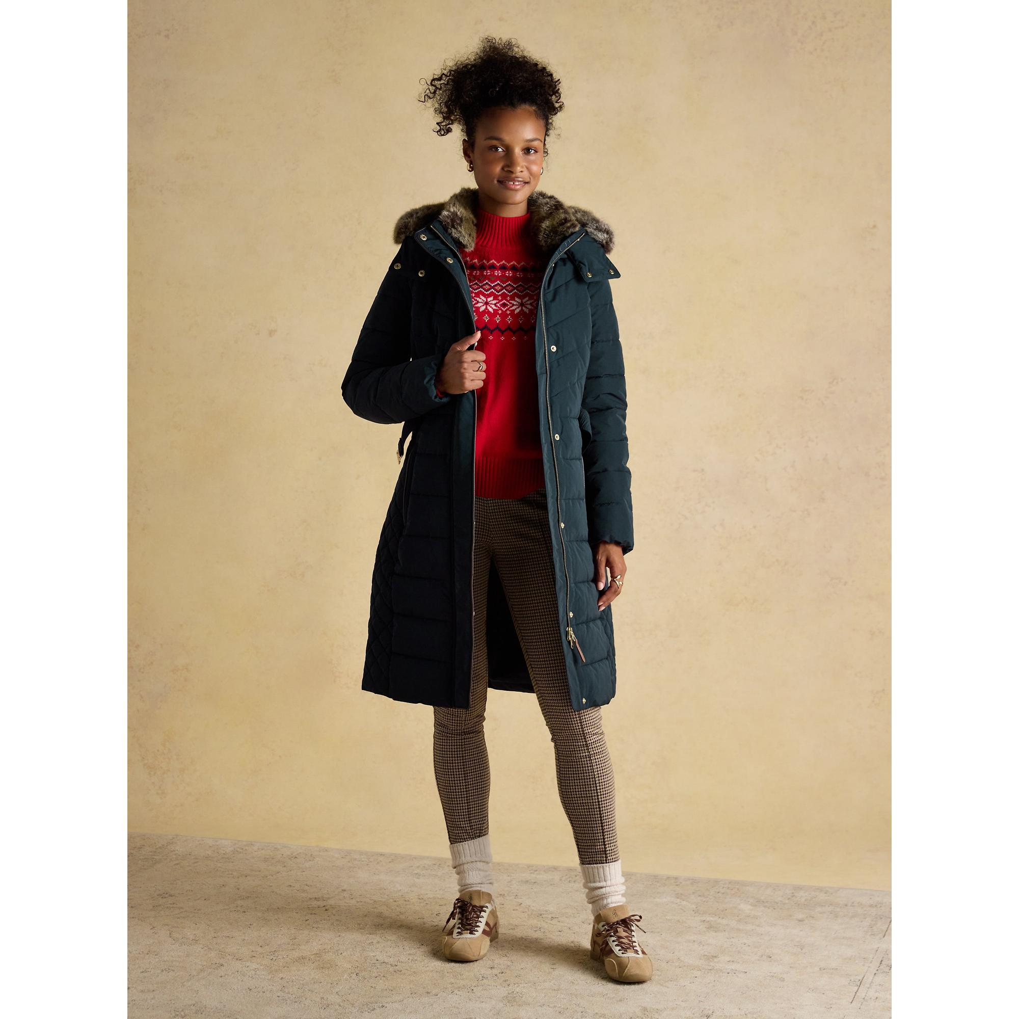 Joules Women's Aspen Long Showerproof Padded Coat - Navy | British