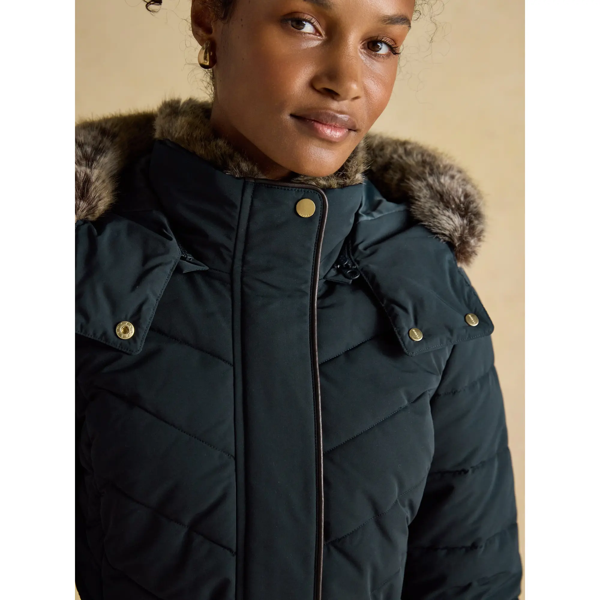 Product image 8 of 14 of Joules Women's Aspen Long Showerproof Padded Coat - Navy