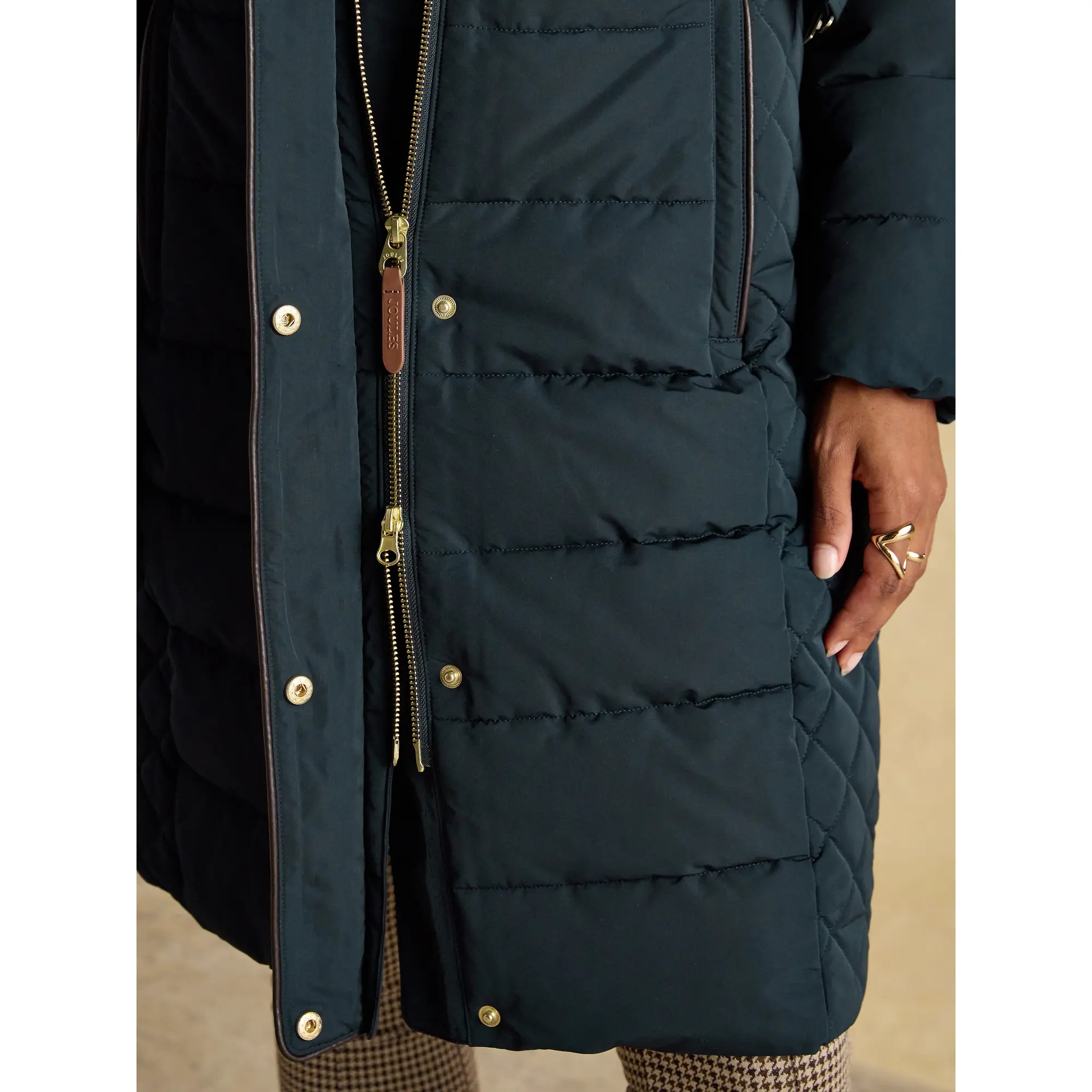 Product image 9 of 14 of Joules Women's Aspen Long Showerproof Padded Coat - Navy