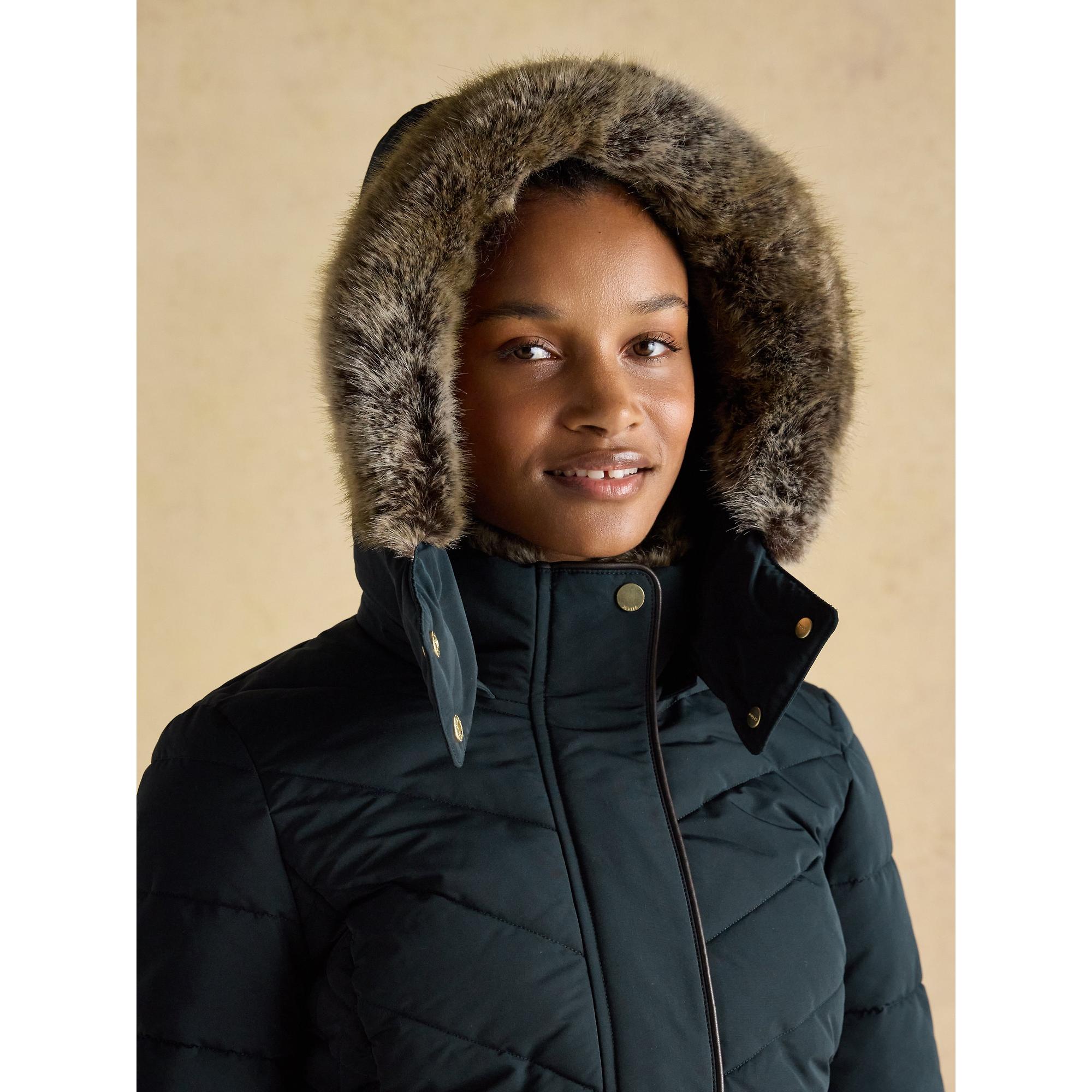 Joules Women's Aspen Long Showerproof Padded Coat - Navy | British