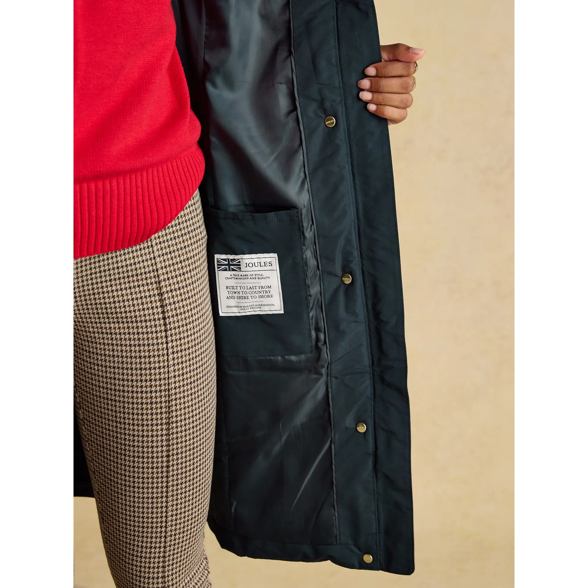Product image 12 of 14 of Joules Women's Aspen Long Showerproof Padded Coat - Navy