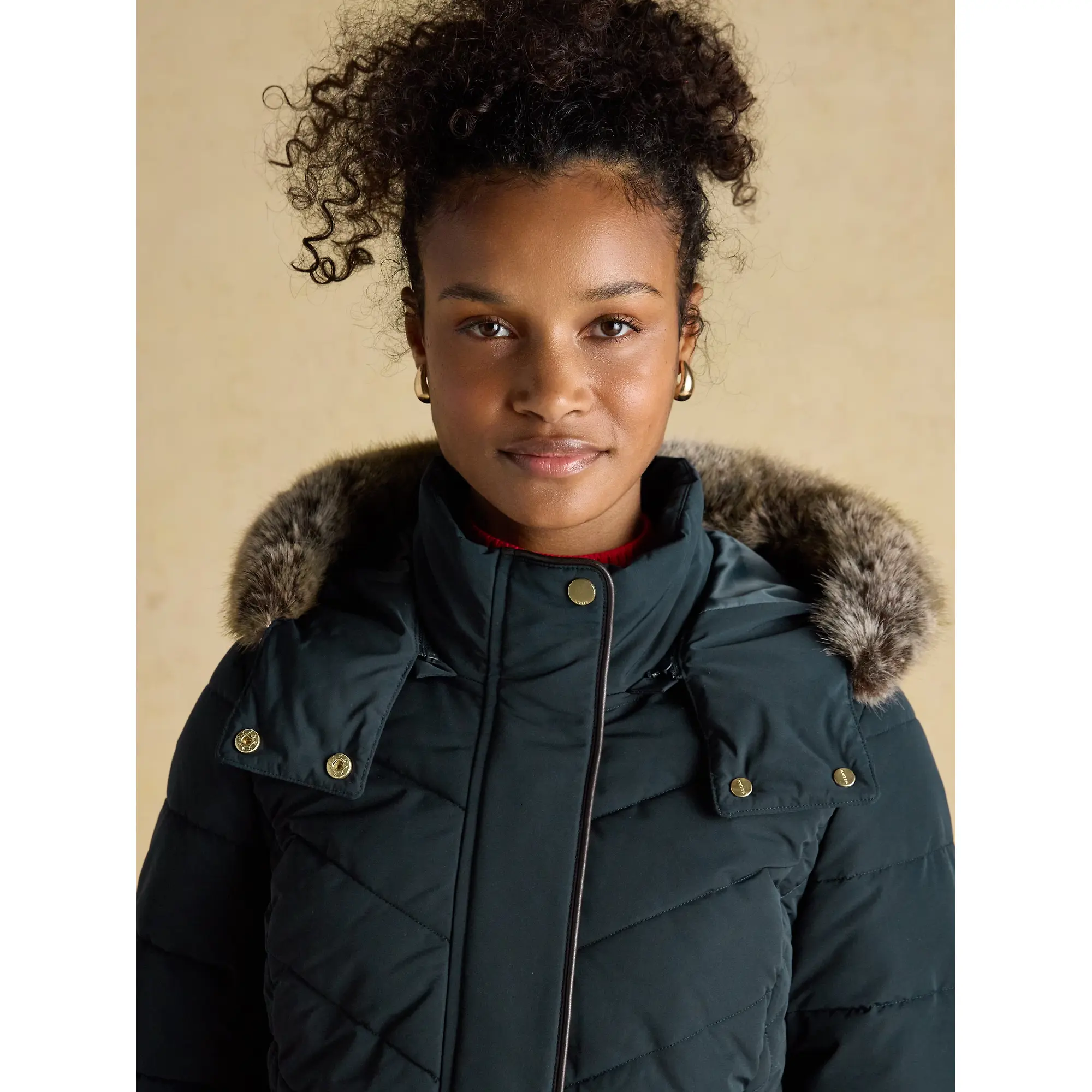 Product image 13 of 14 of Joules Women's Aspen Long Showerproof Padded Coat - Navy