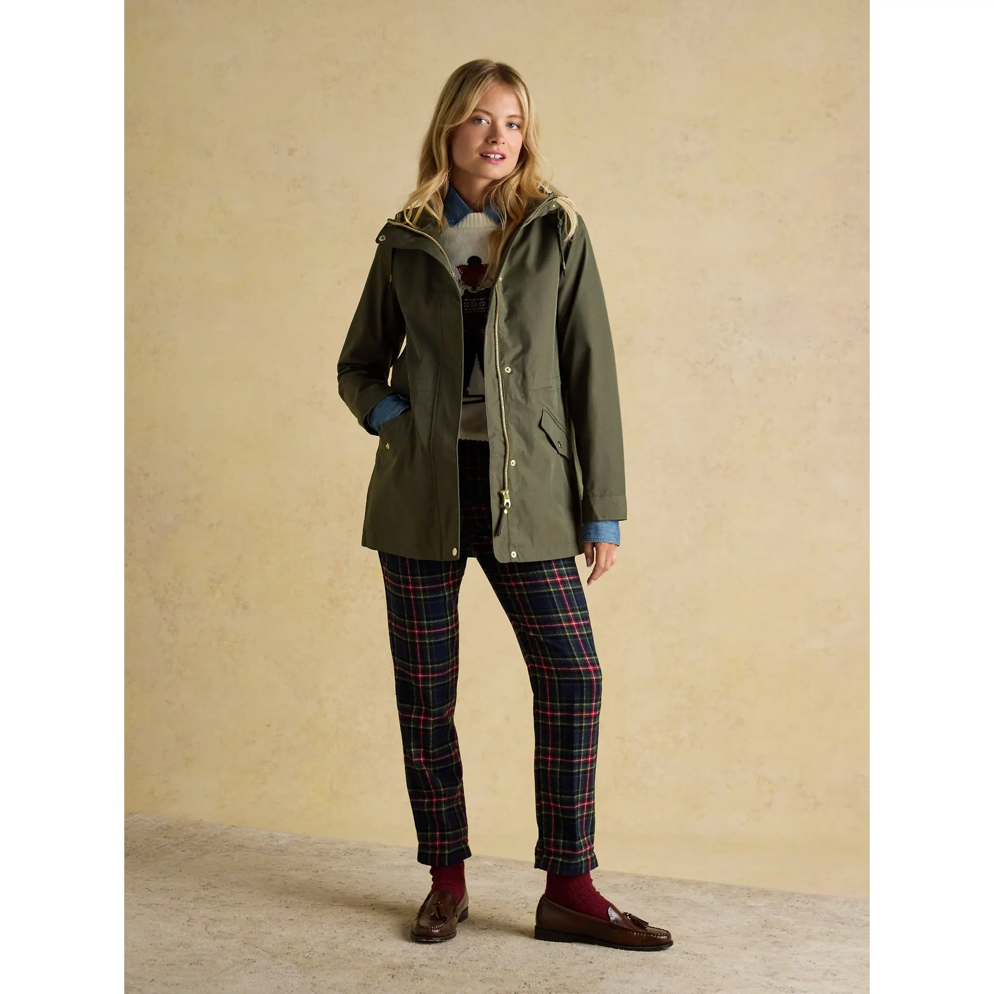 Product image 4 of 11 of Joules Women's Portwell Waterproof Raincoat - Green Grapeleaf