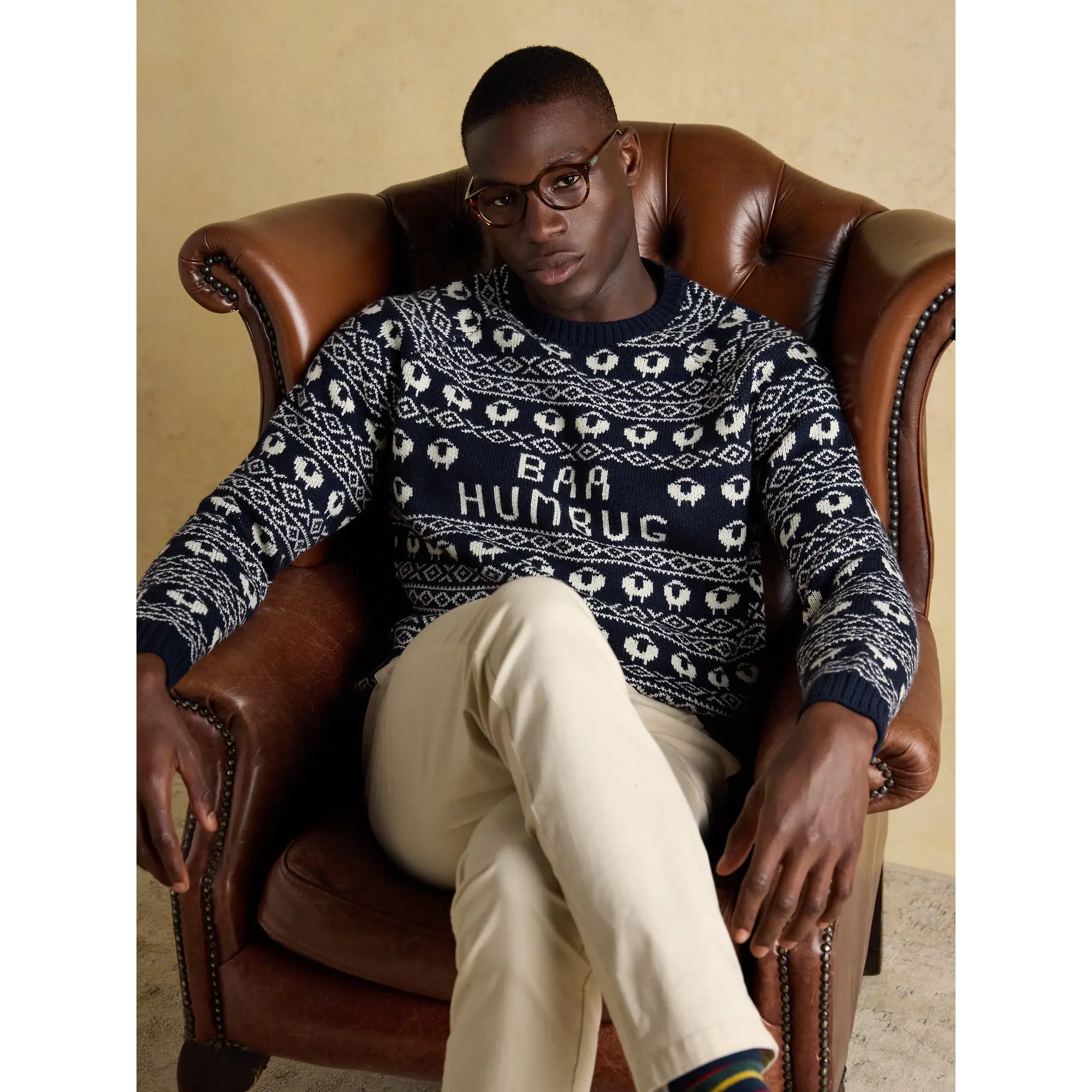 Product image 4 of 8 of Joules Men's Baa Humbug Crew Neck Jumper - Navy