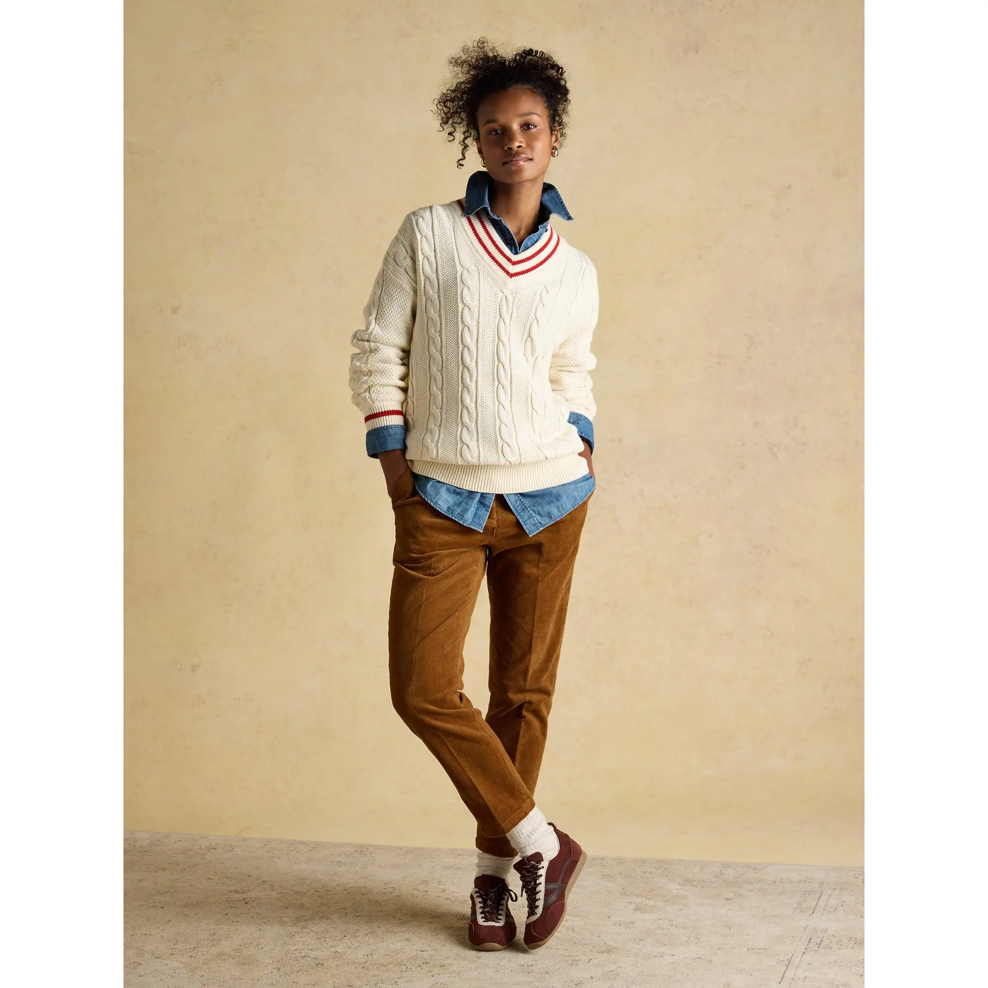 Product image 3 of 7 of Joules Women's Calla Corduroy Trousers - Tan Brown