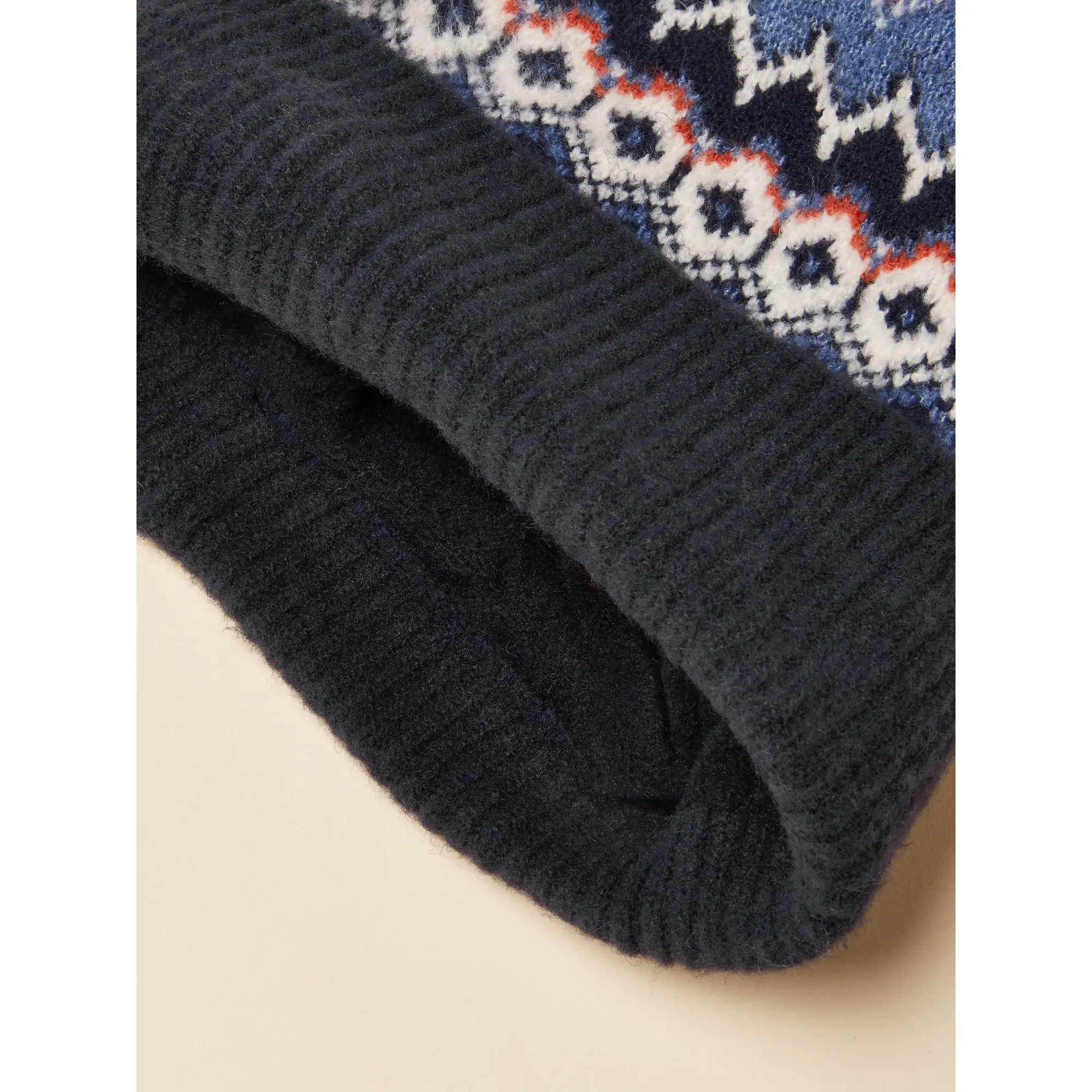 Product image 3 of 4 of Joules Women's Kara Fairisle Bobble Beanie Hat - Navy