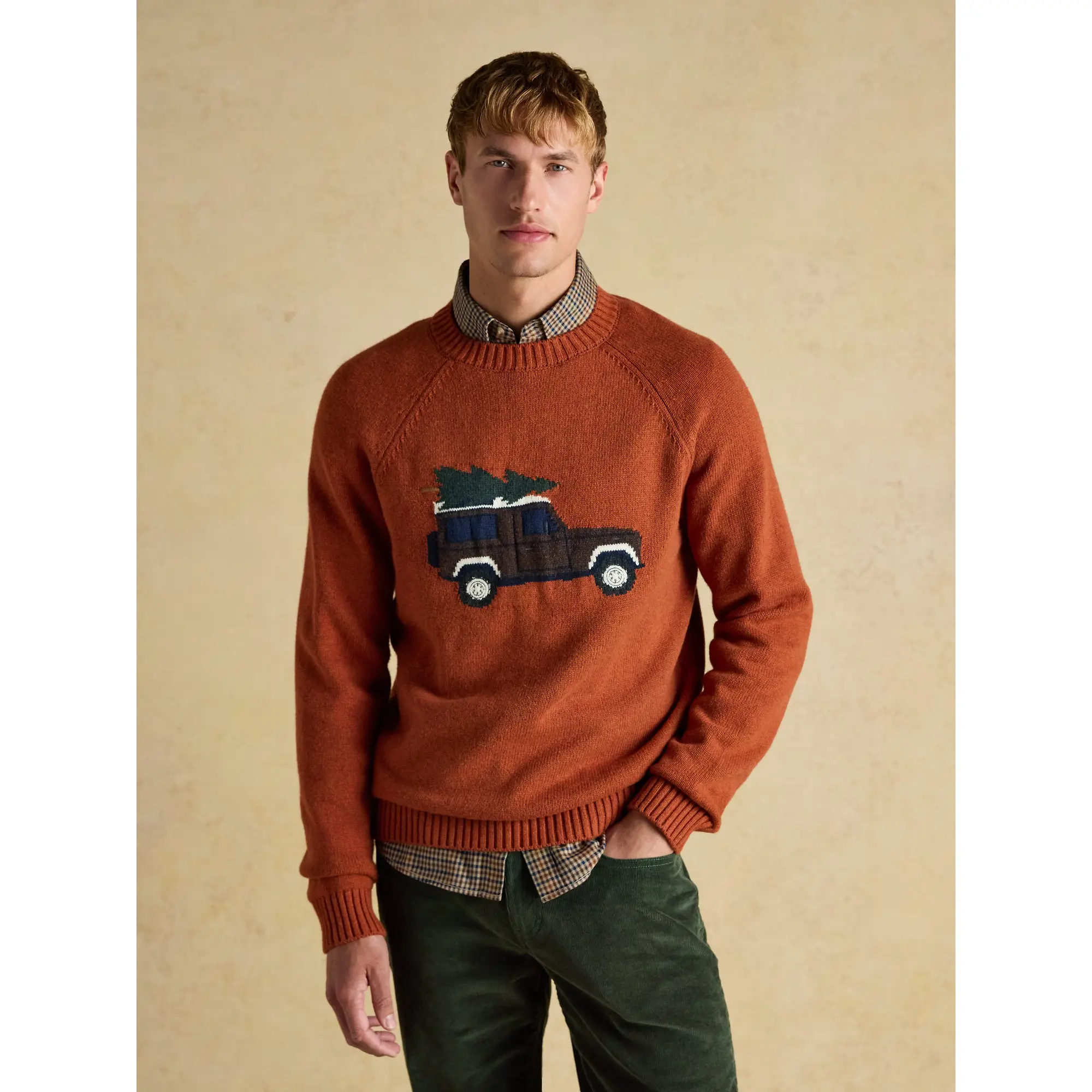 Product image 2 of 8 of Joules Men's Off-Road Crew Neck Christmas Jumper - Orange
