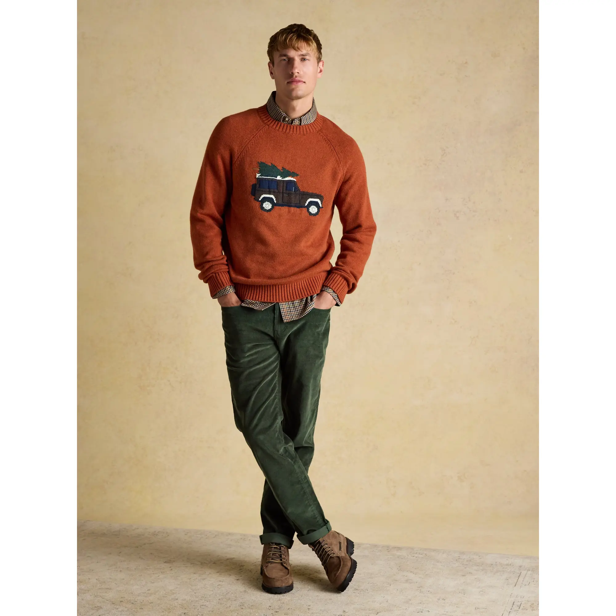 Product image 4 of 8 of Joules Men's Off-Road Crew Neck Christmas Jumper - Orange