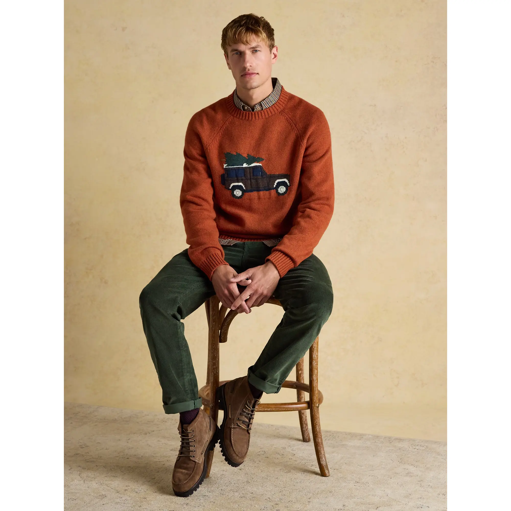 Product image 8 of 8 of Joules Men's Off-Road Crew Neck Christmas Jumper - Orange