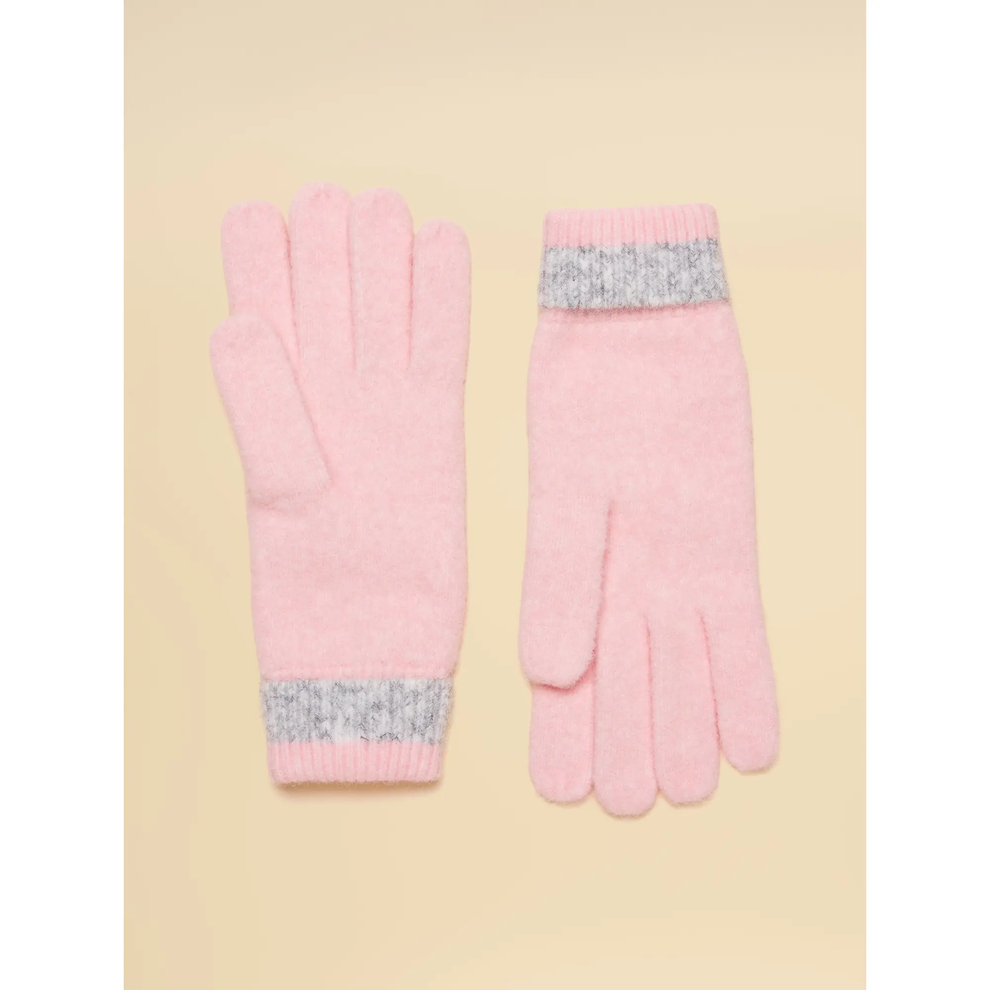 Product image 2 of 3 of Joules Women's Caversham Stripe Knitted Gloves - Pink/Grey