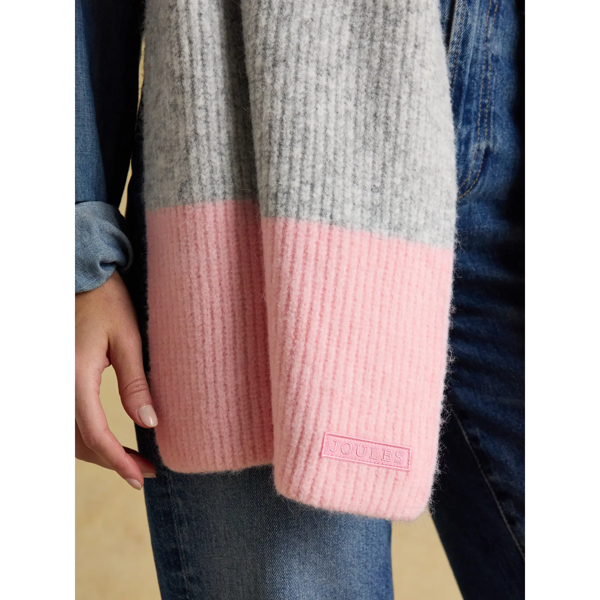 Product image 5 of 7 of Joules Women's Popley Stripe Scarf - Pink/Grey