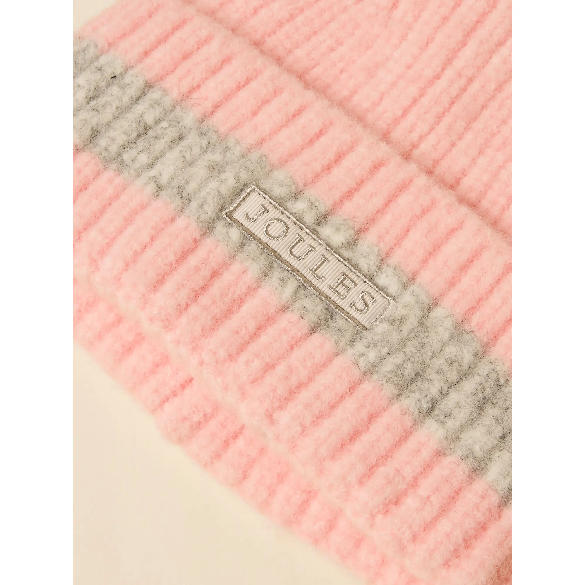 Product image 3 of 4 of Joules Women's Caversham Stripe Beanie Hat - Pink/Grey