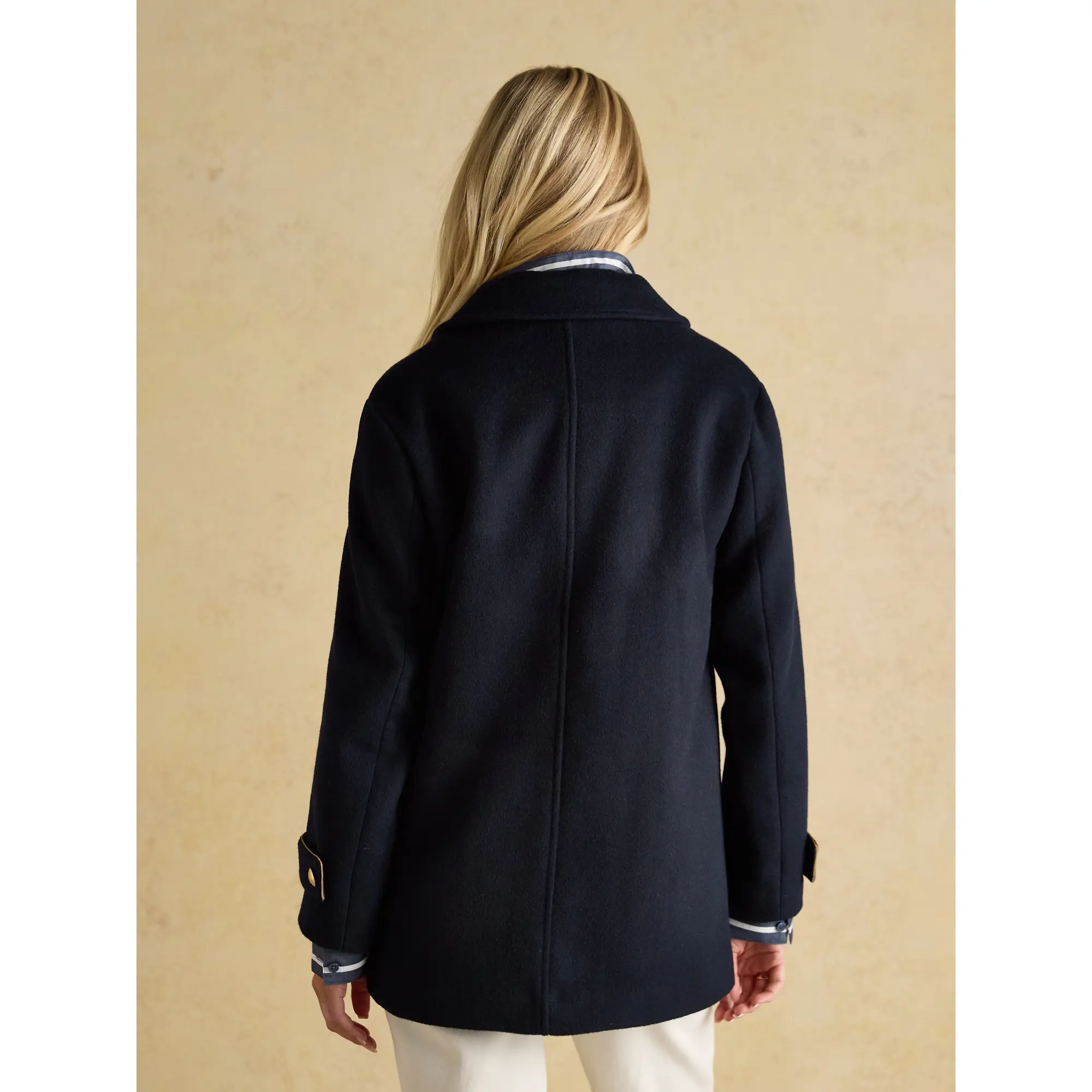 Product image 3 of 12 of Joules Women's Belchamp Wool Blend Peacoat with Beaded Badge - Navy