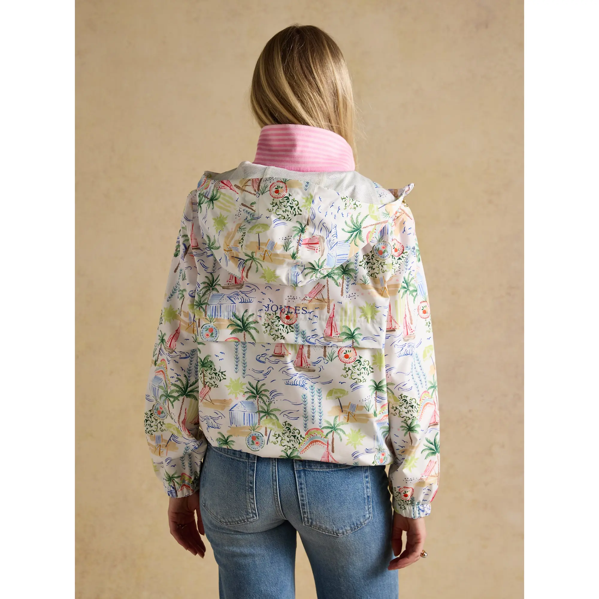 Product image 3 of 12 of Joules Women's Rainly Waterproof Packable Raincoat with Hood - Cream