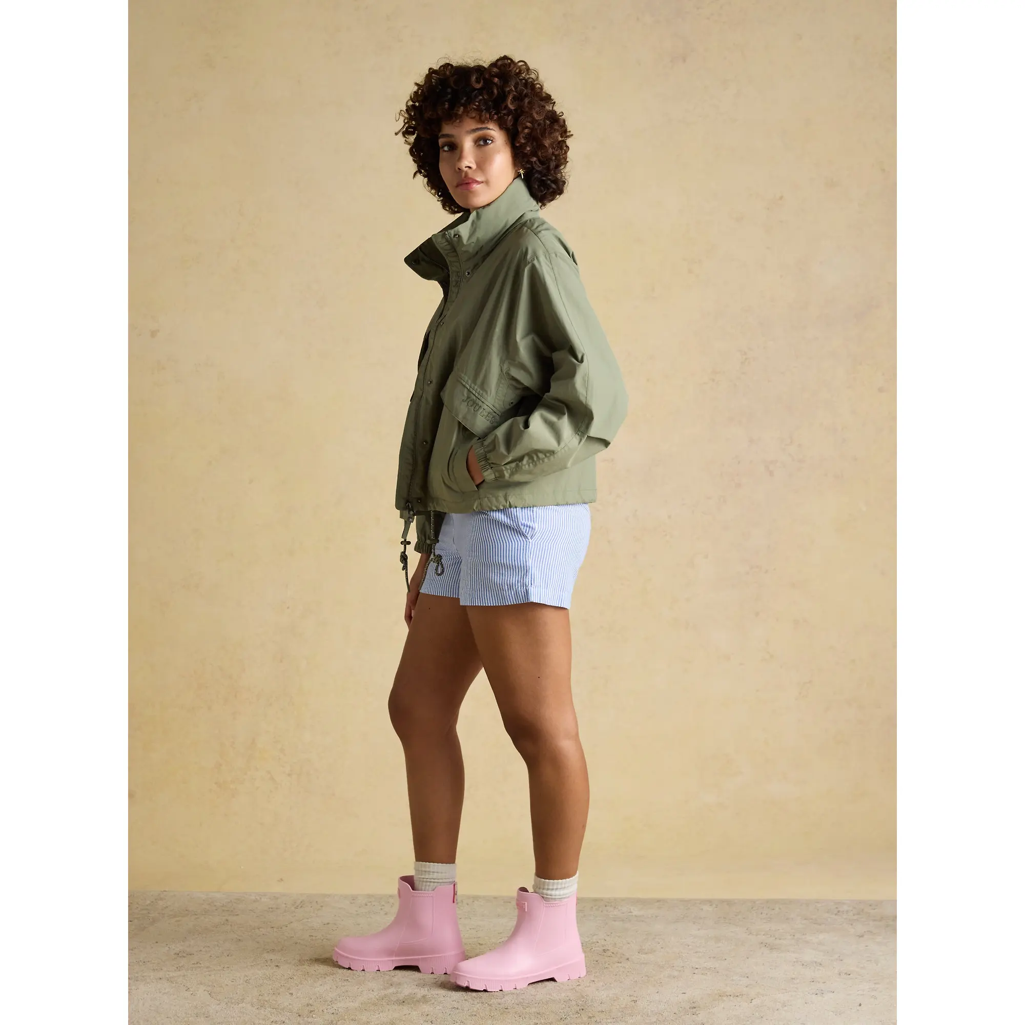Product image 9 of 19 of Joules Women's Hove Waterproof Windbreaker Jacket - Khaki Green
