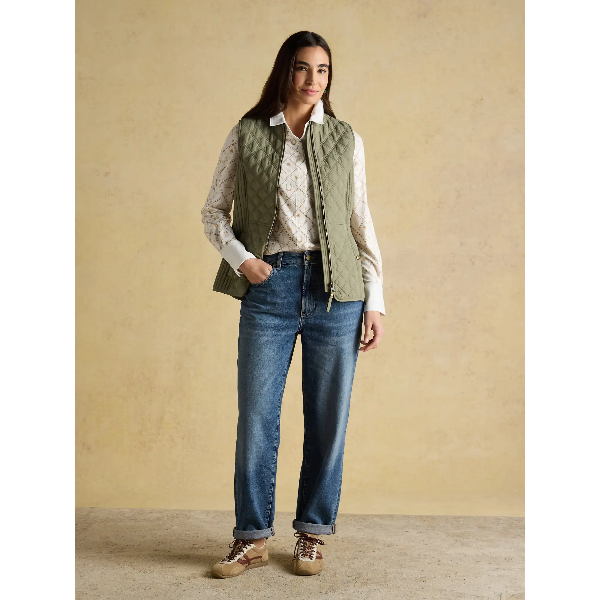 Product image 4 of 11 of Joules Women's Minx Showerproof Diamond Quilted Gilet - Sage Green