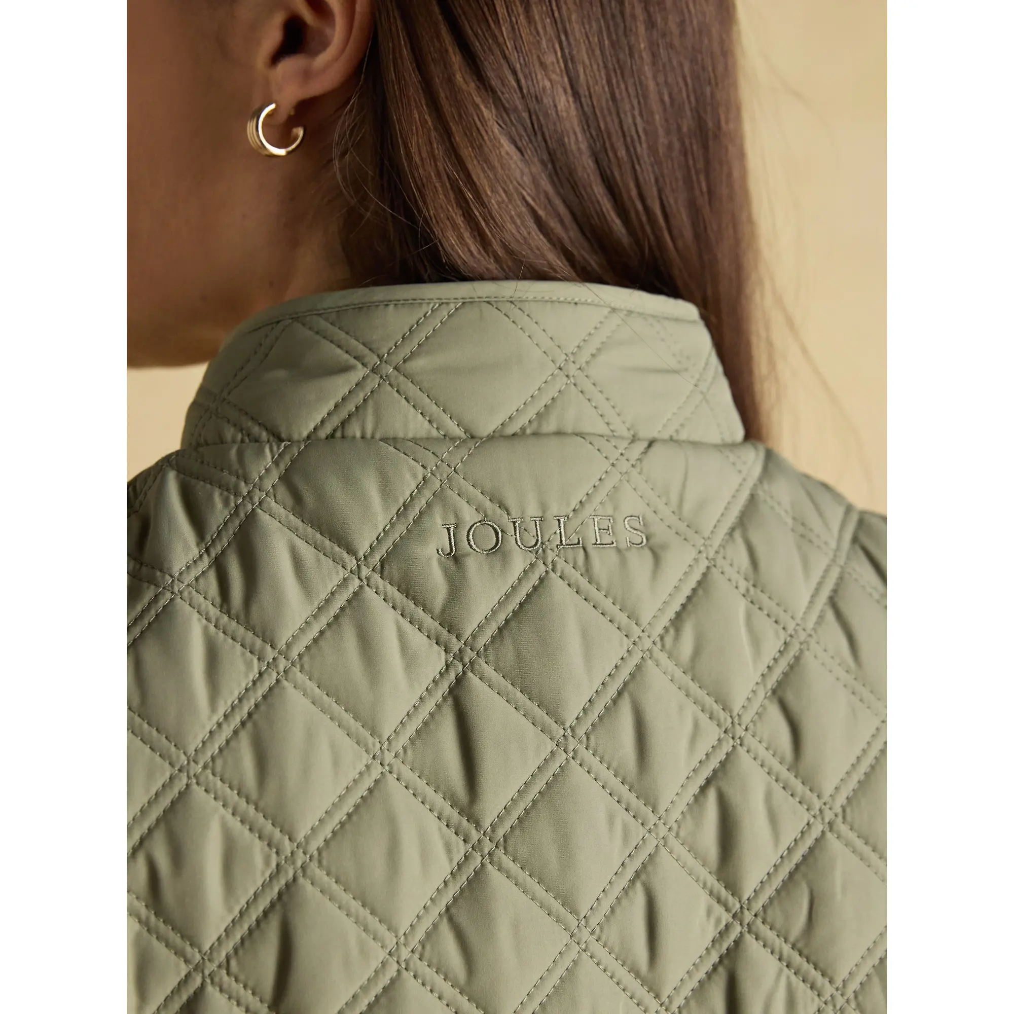 Product image 9 of 11 of Joules Women's Minx Showerproof Diamond Quilted Gilet - Sage Green