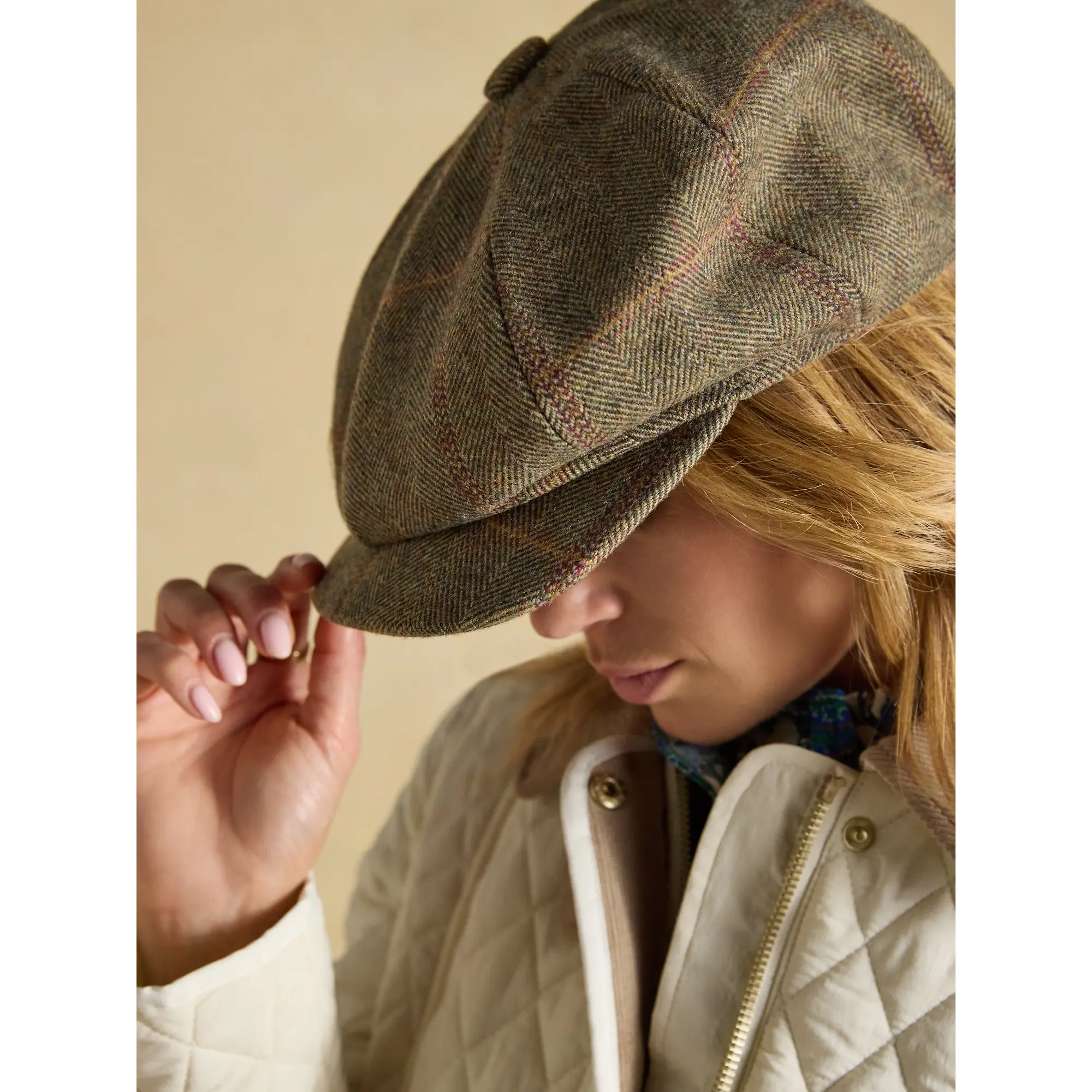 Product image 3 of 8 of Joules Women's Harrogate Baker Boy Cap - Khaki Tweed