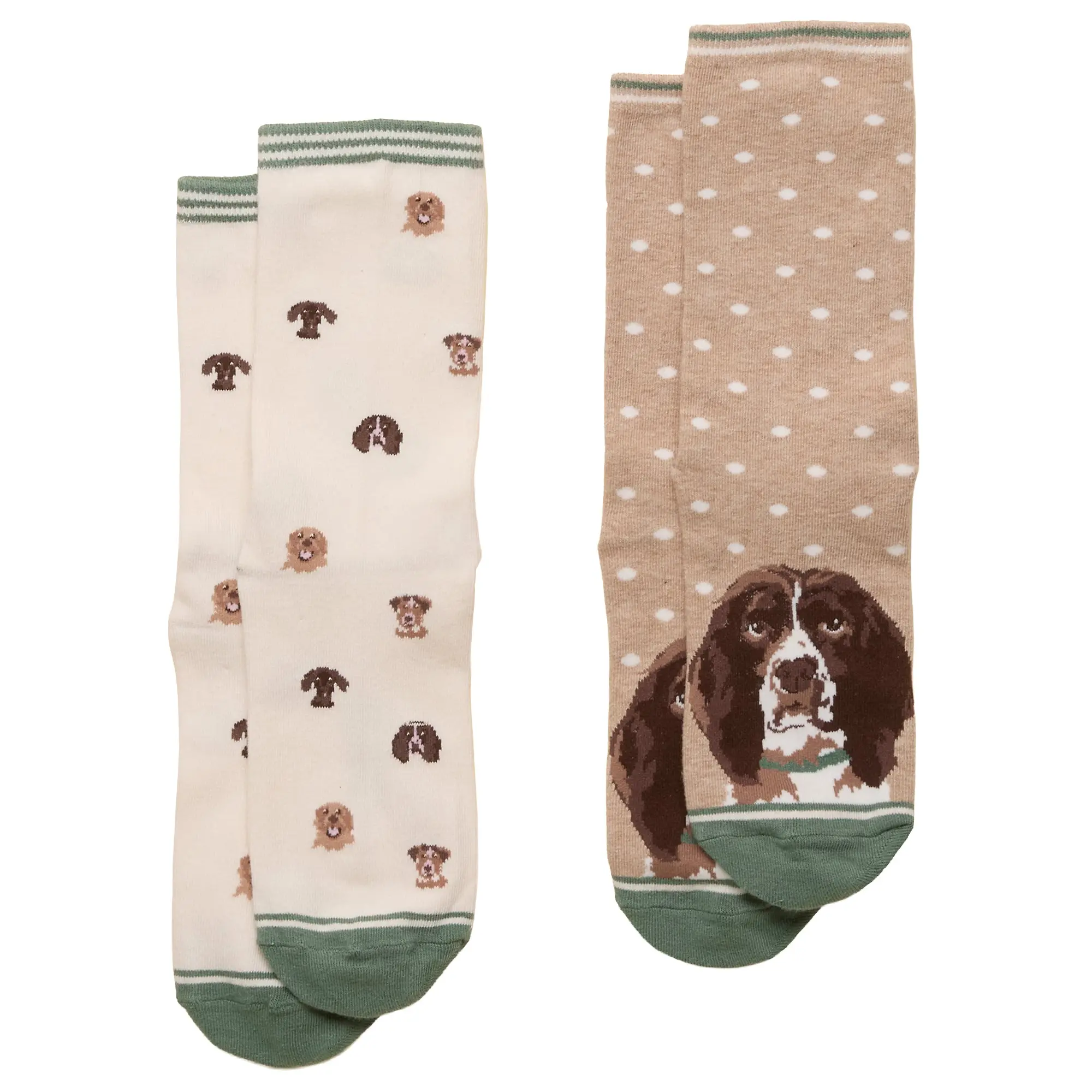 Product image 1 of 3 of Joules Women's Everyday Cotton Blend Socks 2 Pack UK 4-8 - Neutral Spaniel