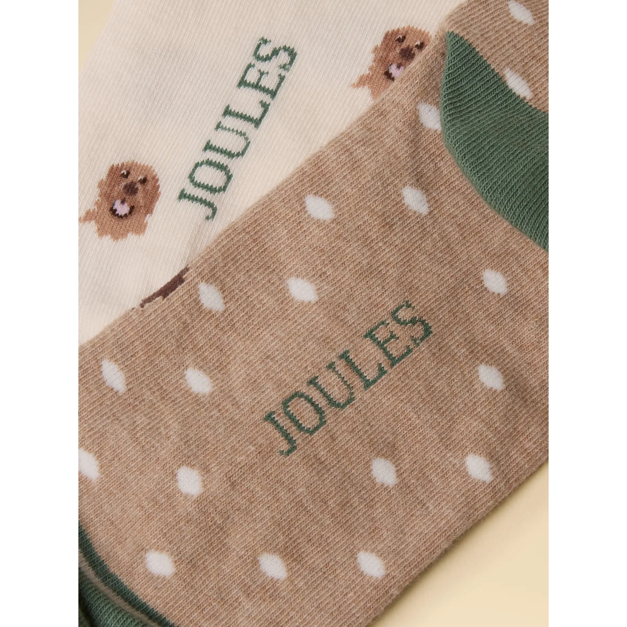 Product image 2 of 3 of Joules Women's Everyday Cotton Blend Socks 2 Pack UK 4-8 - Neutral Spaniel