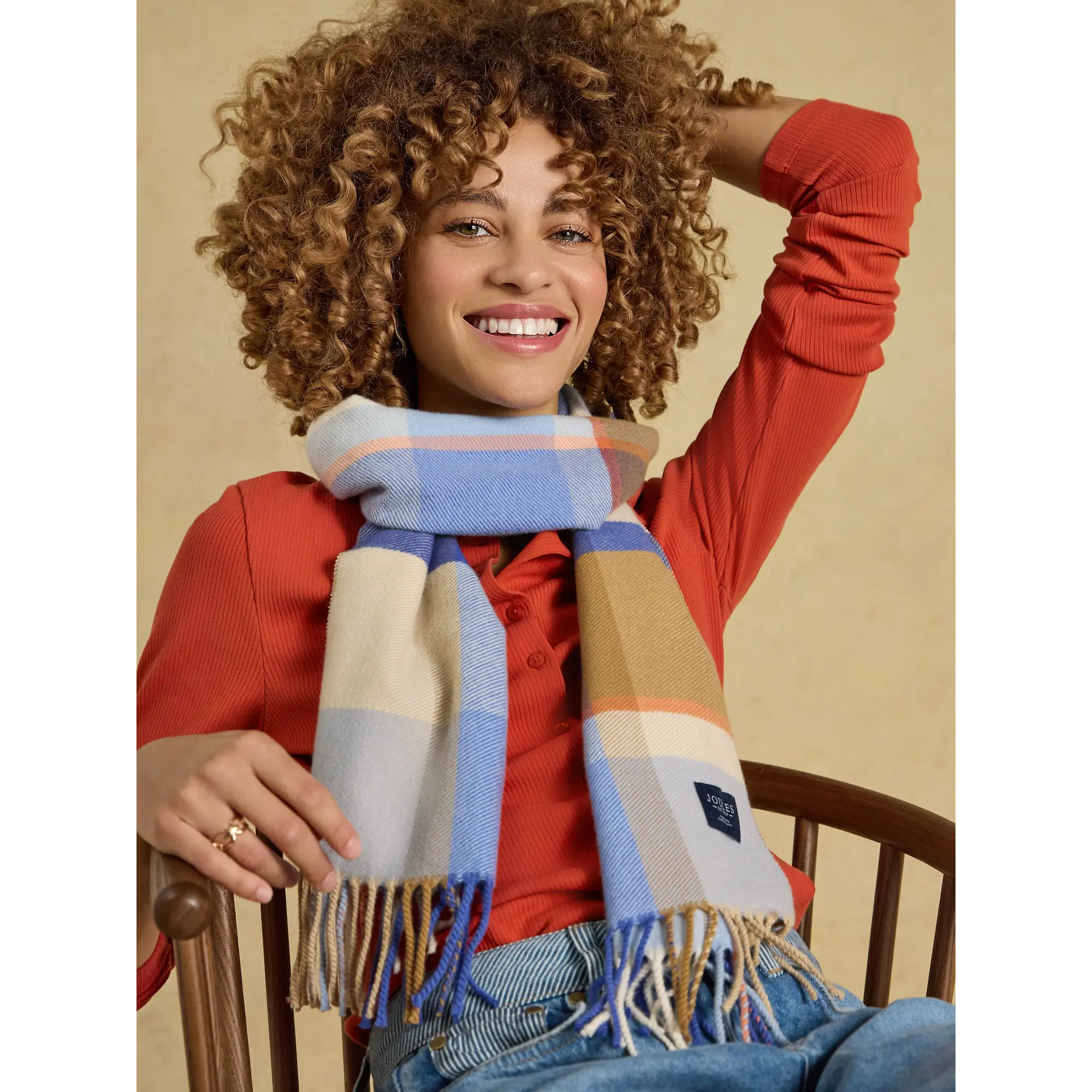 Product image 2 of 5 of Joules Women's Langtree Scarf - Blue Cream Check