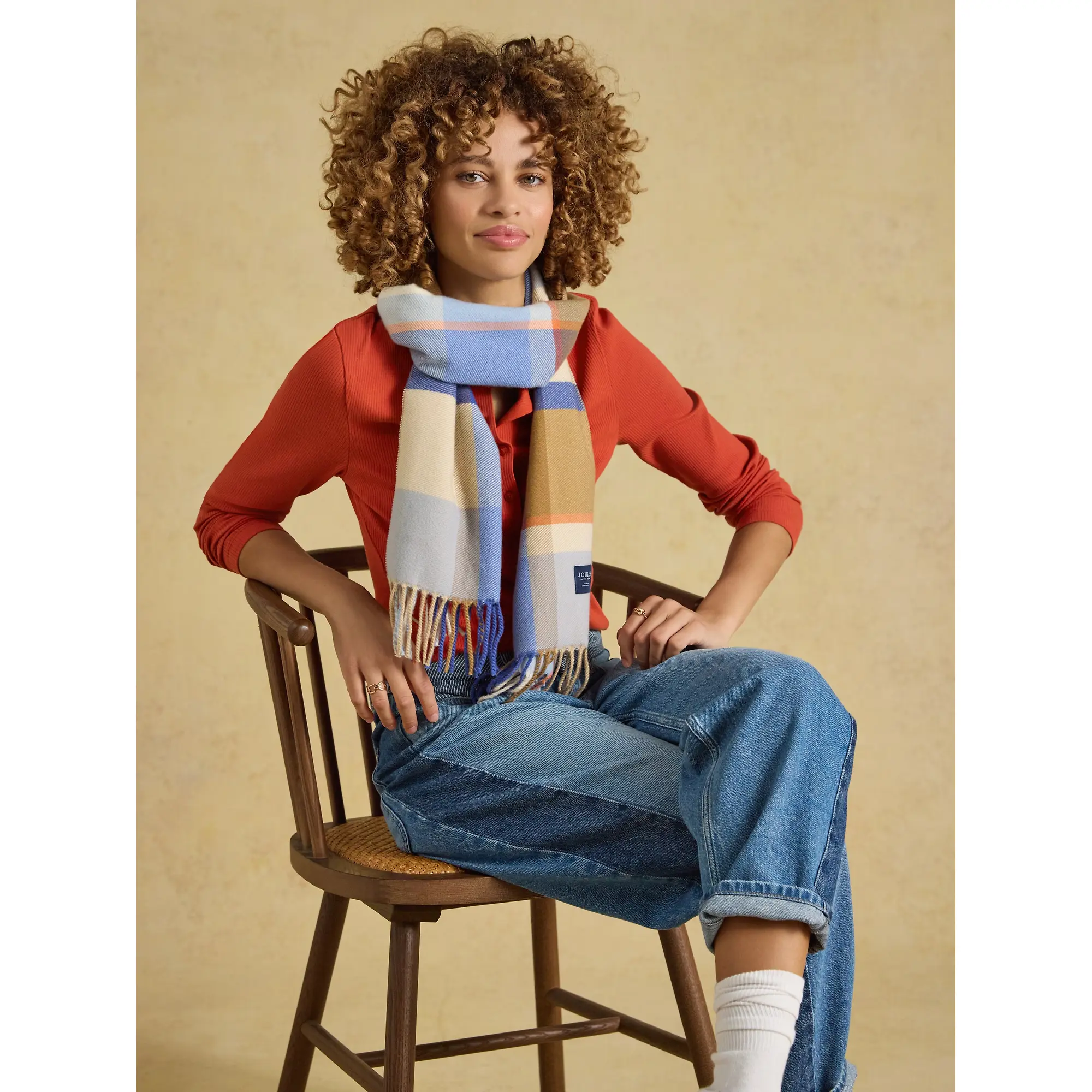 Product image 3 of 5 of Joules Women's Langtree Scarf - Blue Cream Check