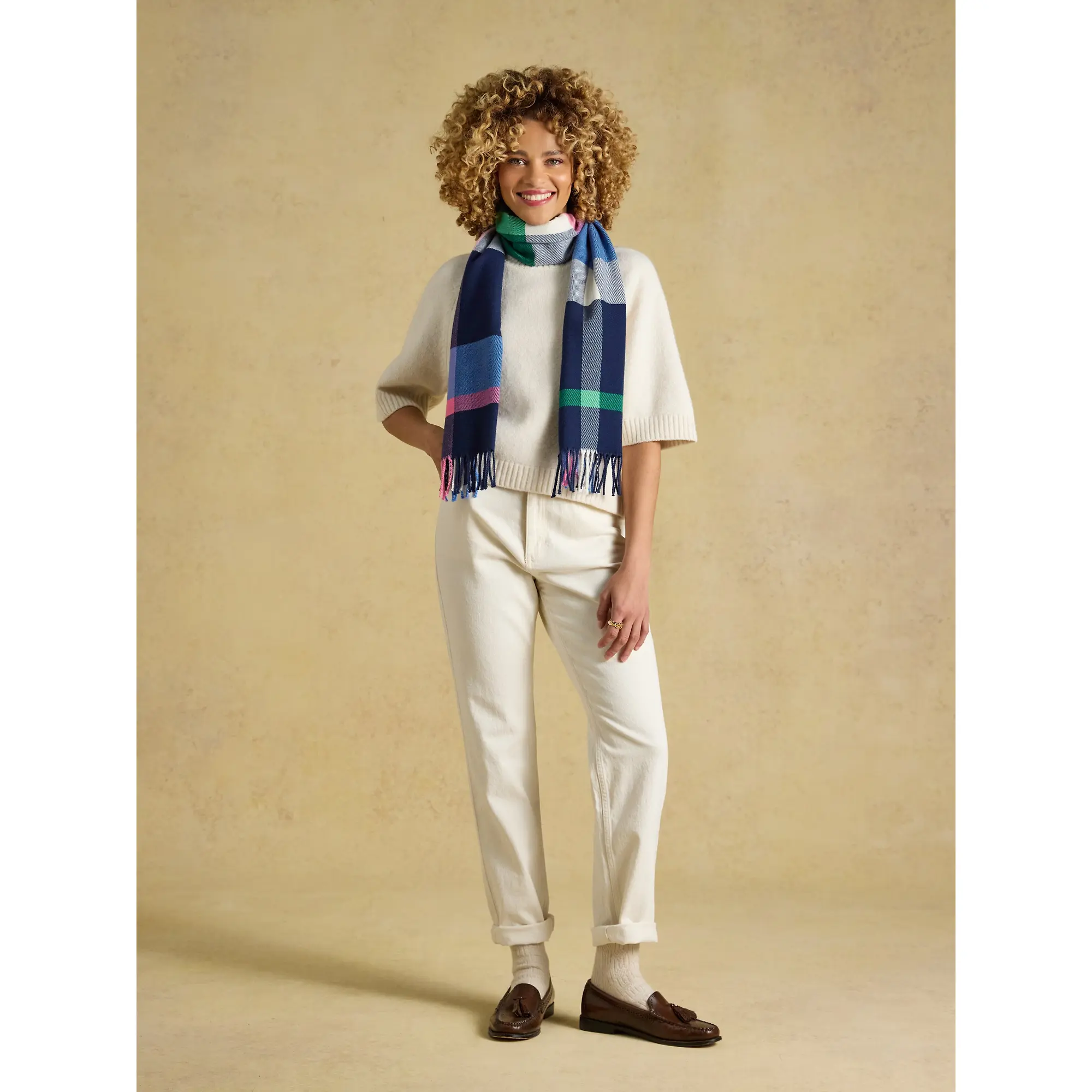 Product image 3 of 6 of Joules Women's Langtree Scarf - Navy & Pink Check
