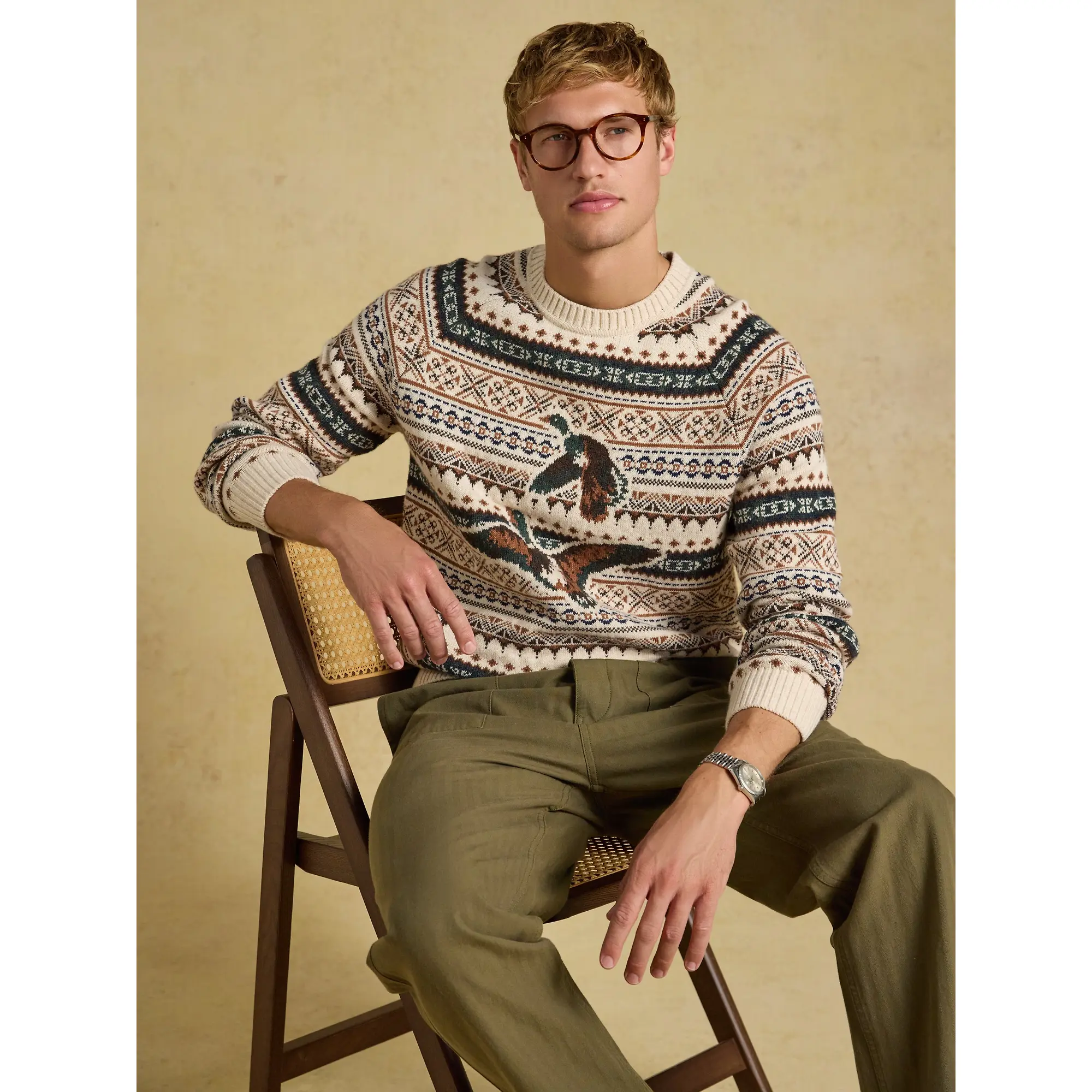 Product image 4 of 7 of Joules Men's Intarsia Crew Ducks Sweater - Neutral