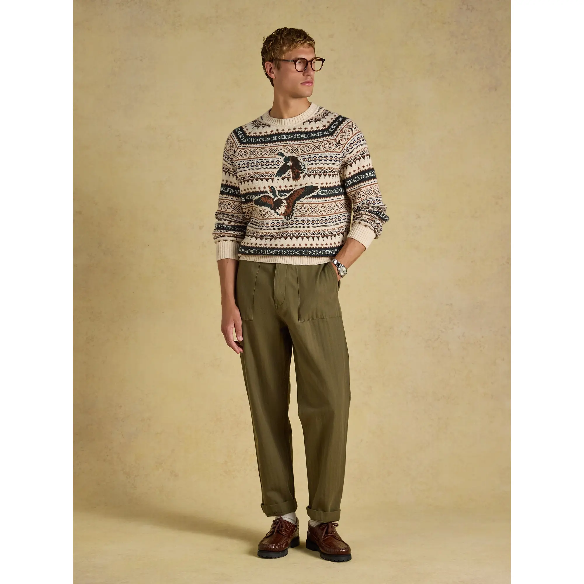 Product image 7 of 7 of Joules Men's Intarsia Crew Ducks Sweater - Neutral