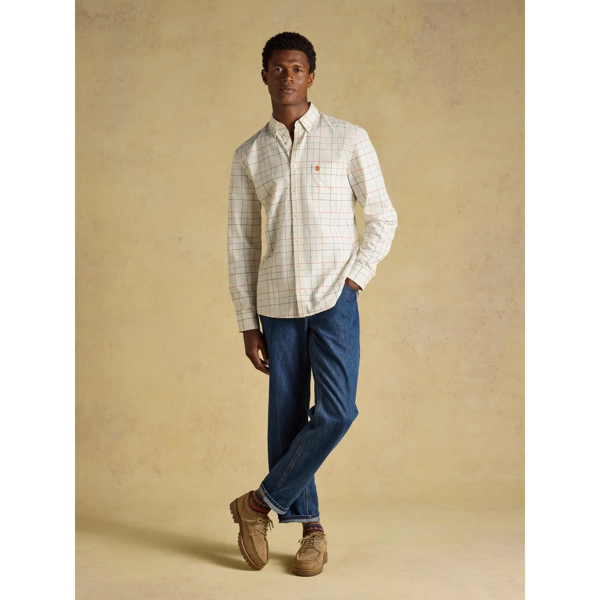 Product image 6 of 12 of Joules Men's Checked Classic Fit Cotton Oxford Shirt - White