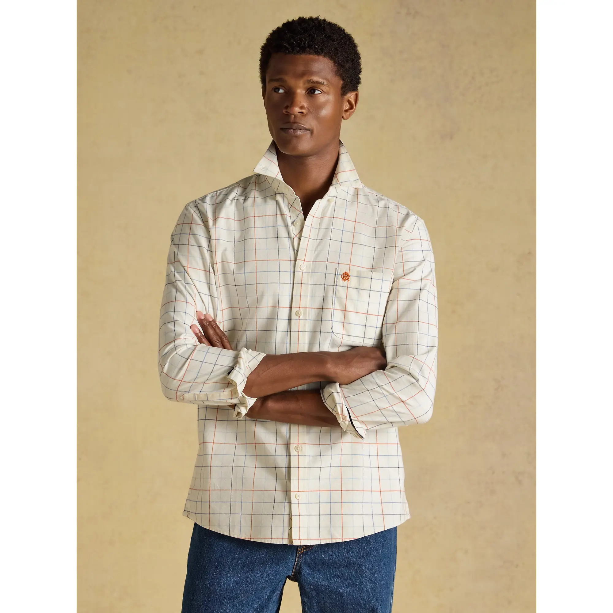 Product image 8 of 12 of Joules Men's Checked Classic Fit Cotton Oxford Shirt - White
