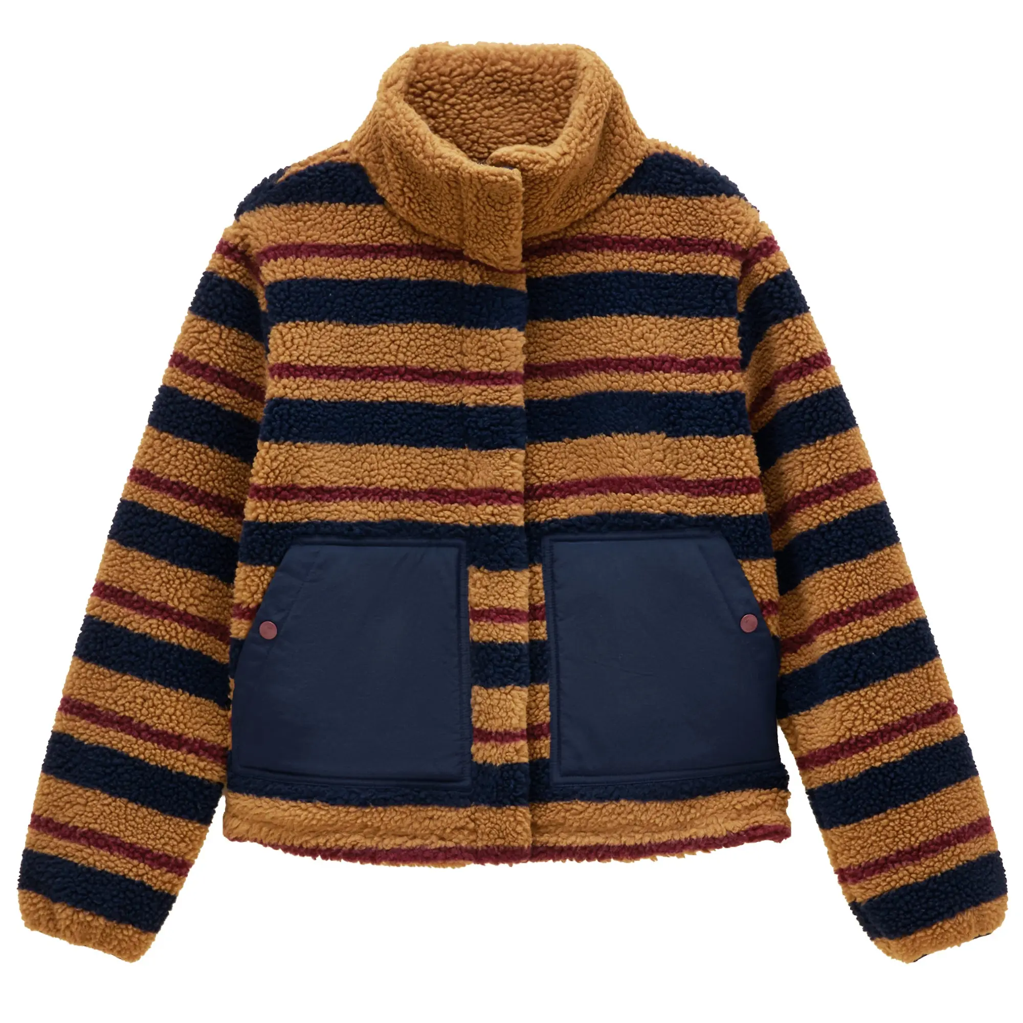 Product image 1 of 9 of Joules Women's Lottie Zip Through Borg Fleece - Tan Brown Stripe
