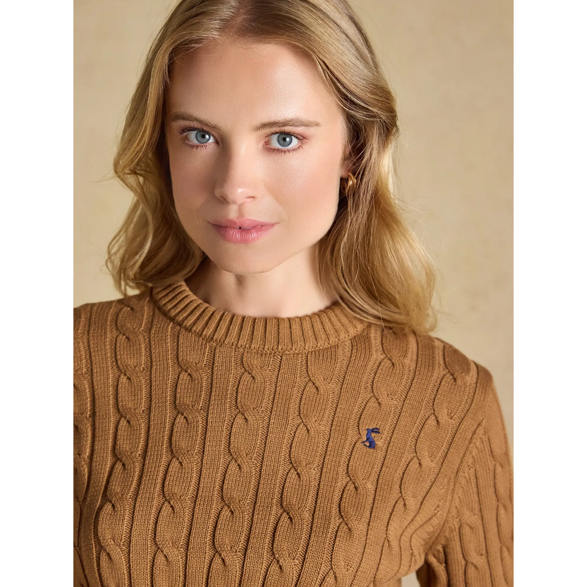 Product image 6 of 8 of Joules Women's Classic Crew Neck Cotton Cable Knit Jumper - Camel