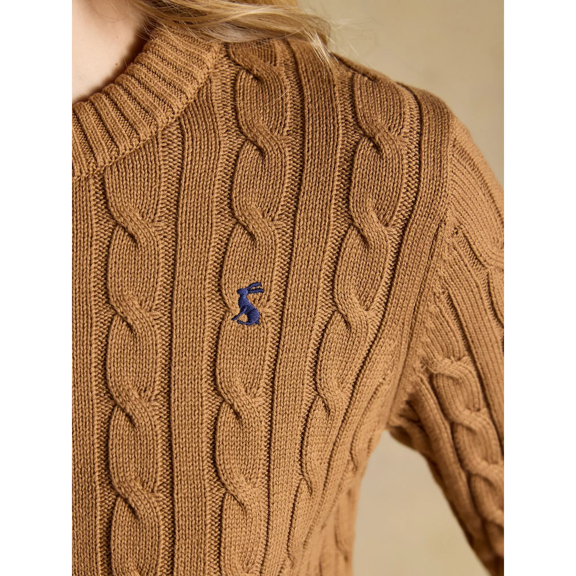 Product image 8 of 8 of Joules Women's Classic Crew Neck Cotton Cable Knit Jumper - Camel