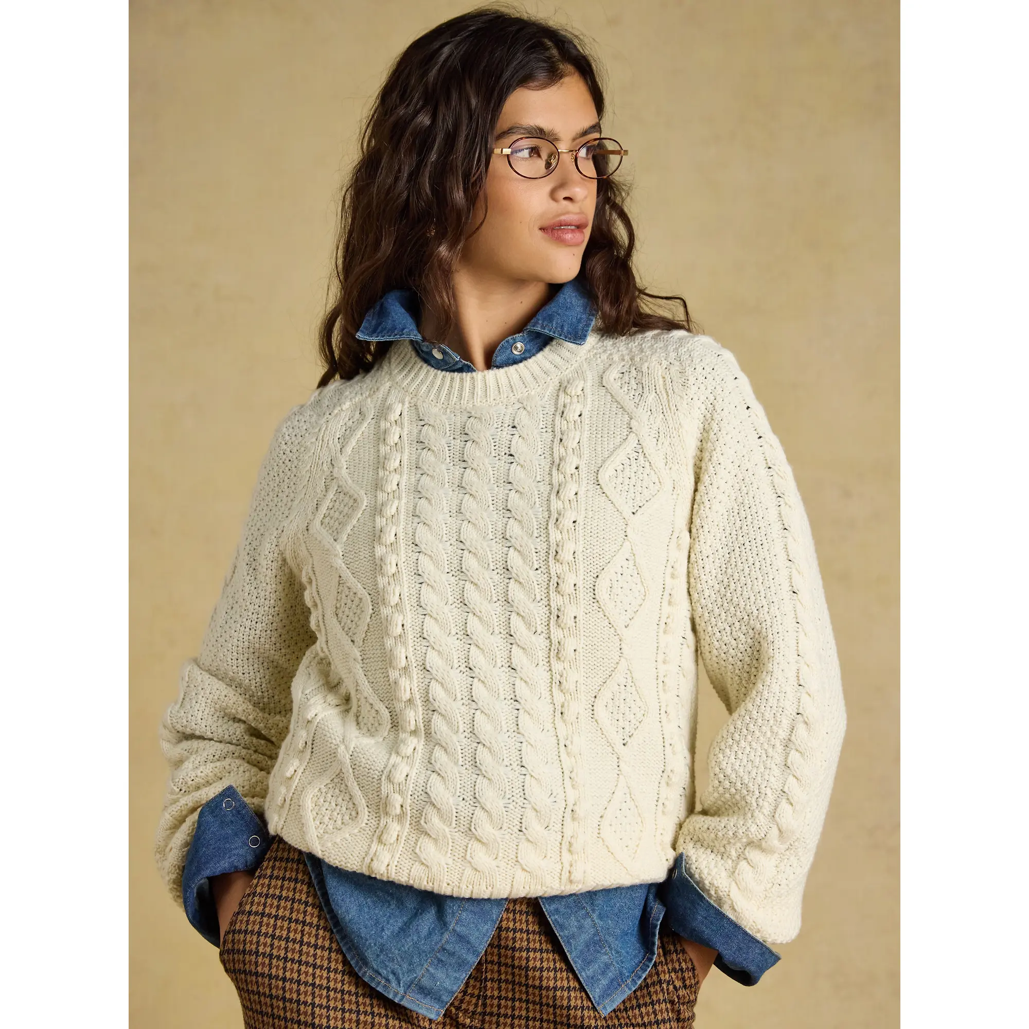 Product image 4 of 8 of Joules Women's Rafferty Cable Knit Jumper - Cream