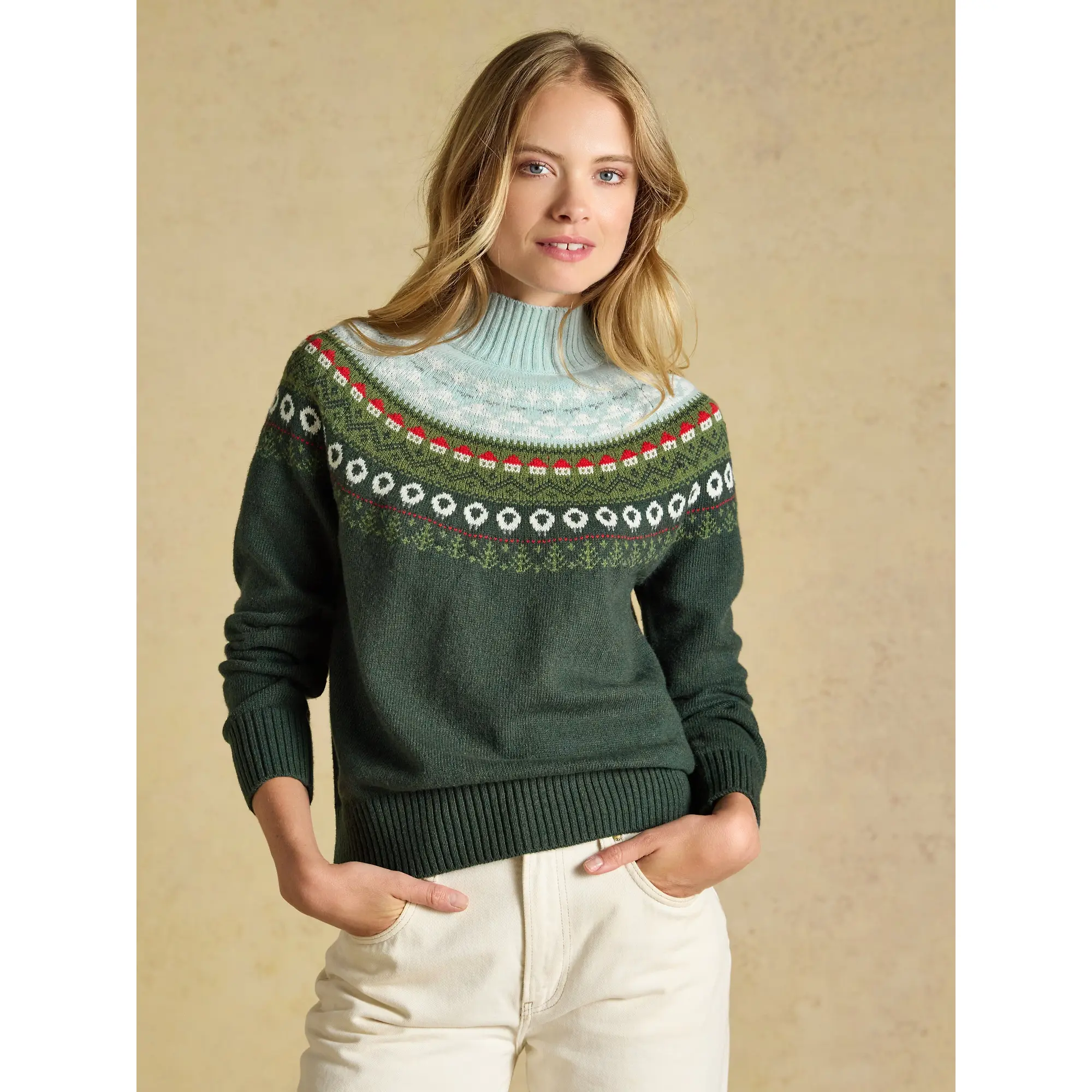 Product image 2 of 7 of Joules Women's Landscape Pattern Cotton Blend Knitted Jumper - Green