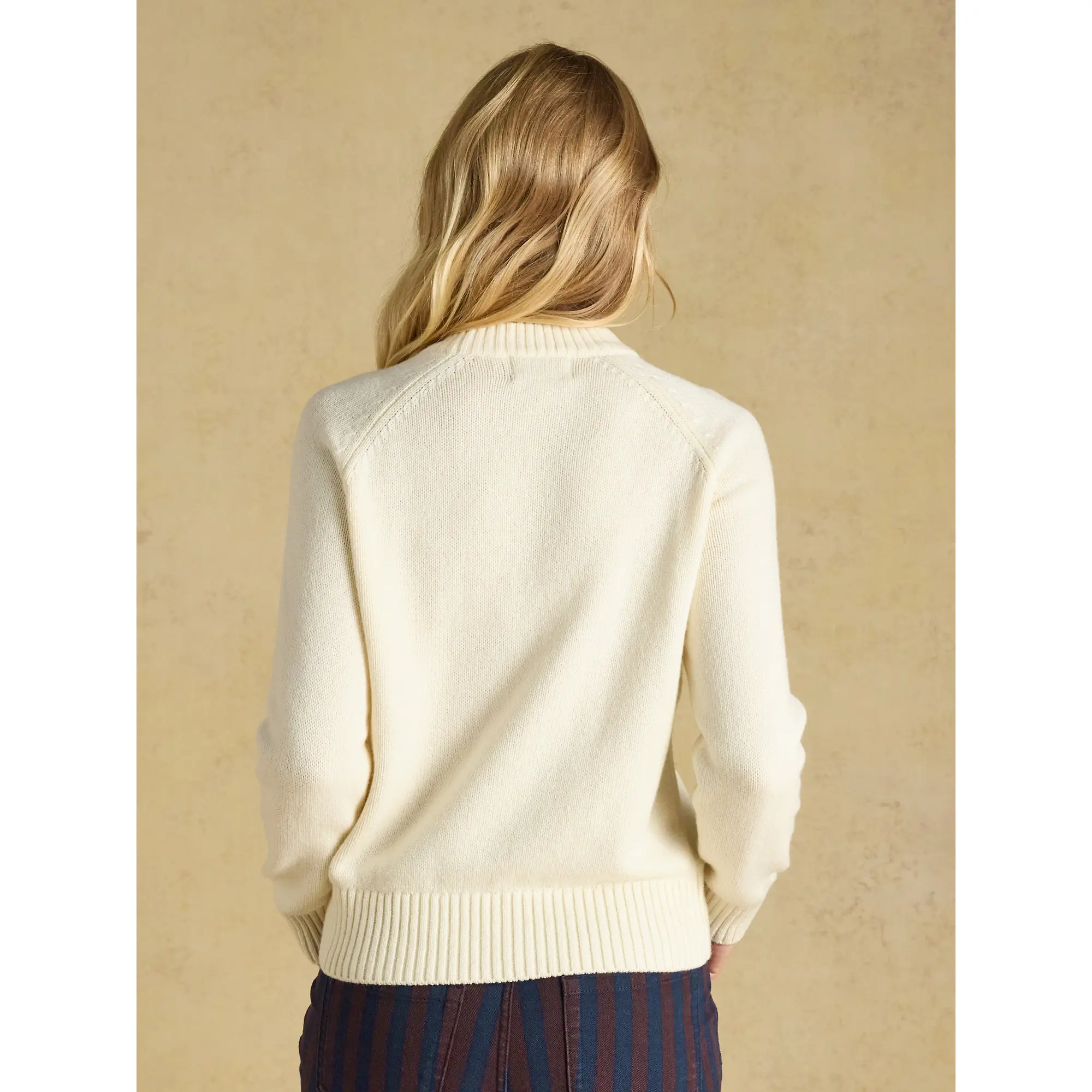 Product image 3 of 7 of Joules Women's Jonty Fox Cotton Blend Crew Neck Knitted Jumper - Skiing Cream