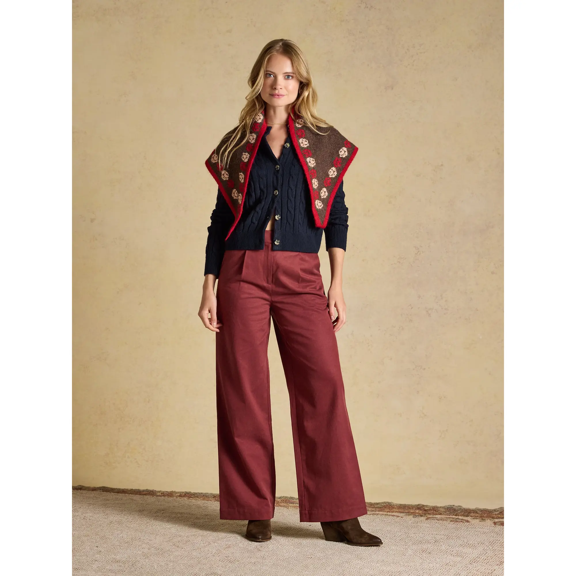 Product image 7 of 8 of Joules Women's Cable Knit Button Up Cardigan - Navy