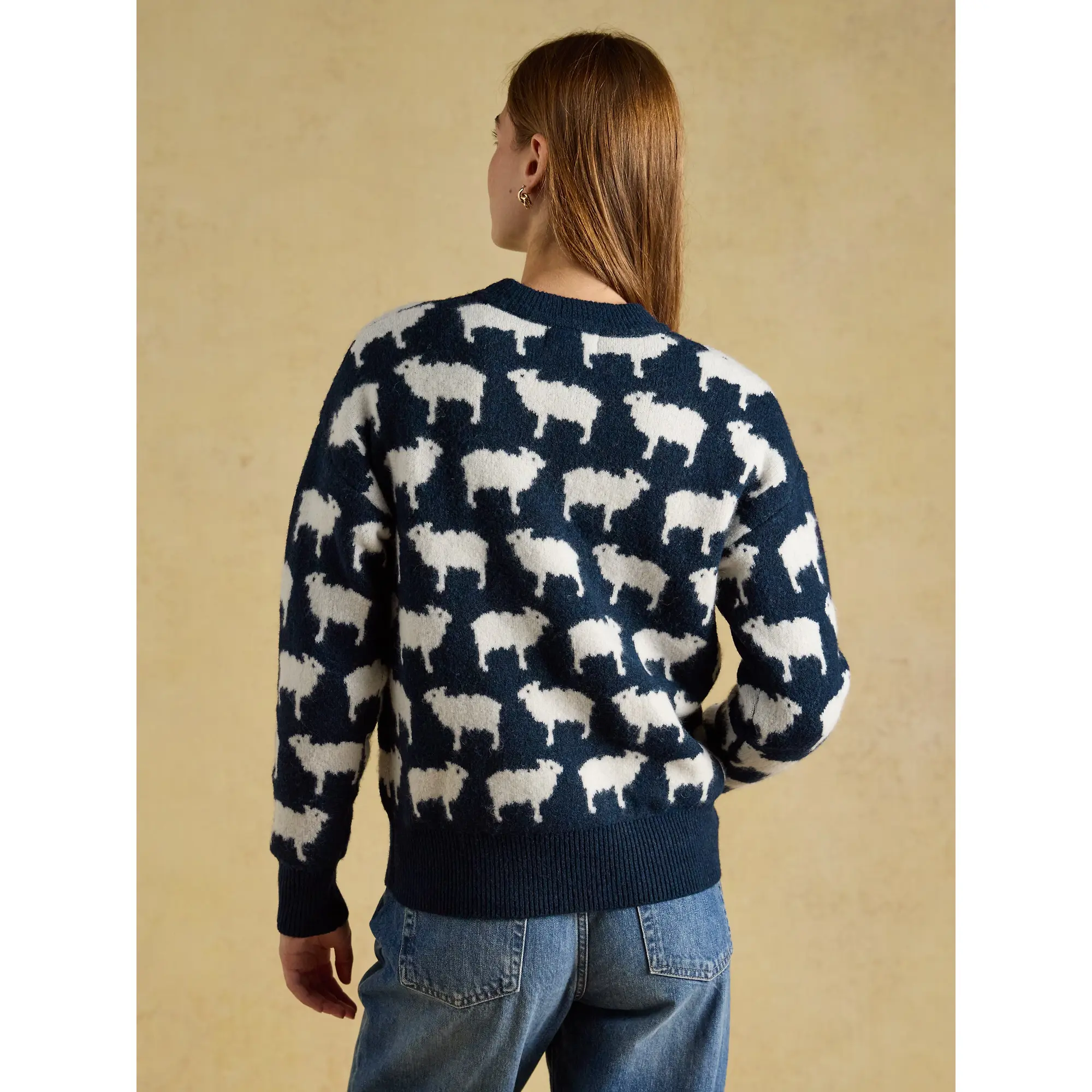Product image 3 of 7 of Joules Women's Sheep Icon Crew Neck Knitted Jumper - Navy Winter Woolies