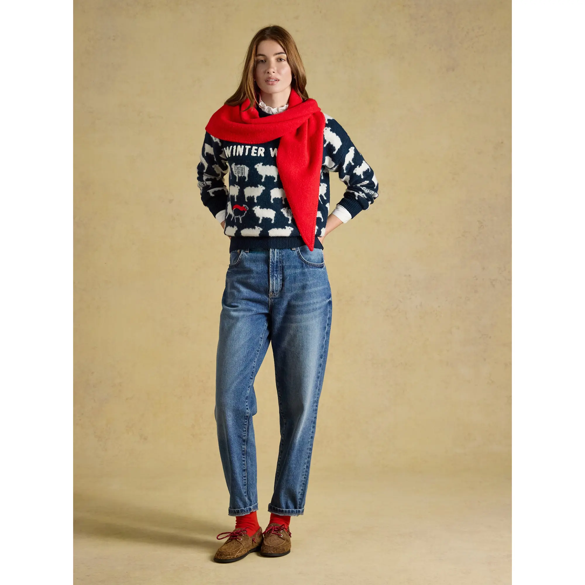 Product image 4 of 7 of Joules Women's Sheep Icon Crew Neck Knitted Jumper - Navy Winter Woolies