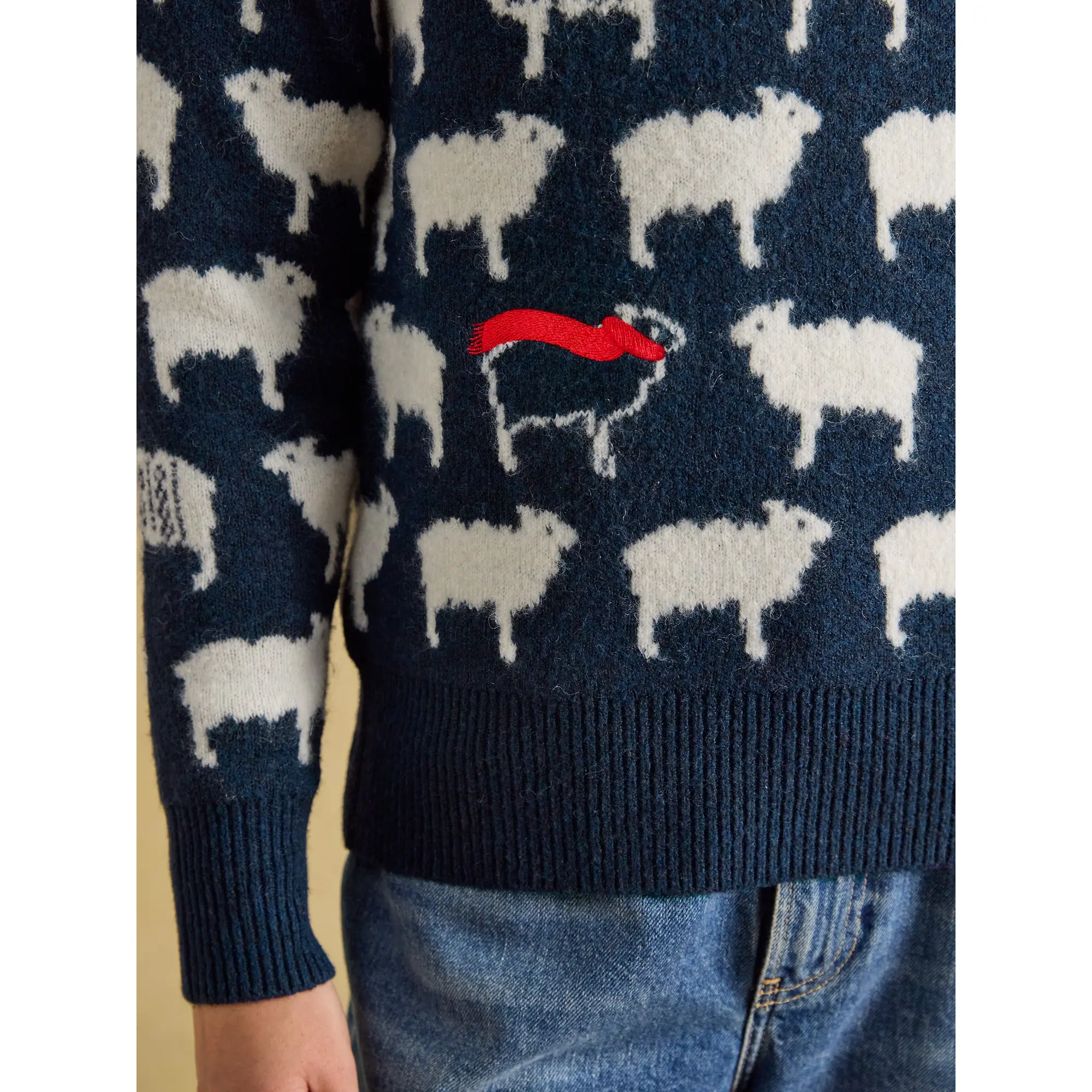 Product image 6 of 7 of Joules Women's Sheep Icon Crew Neck Knitted Jumper - Navy Winter Woolies