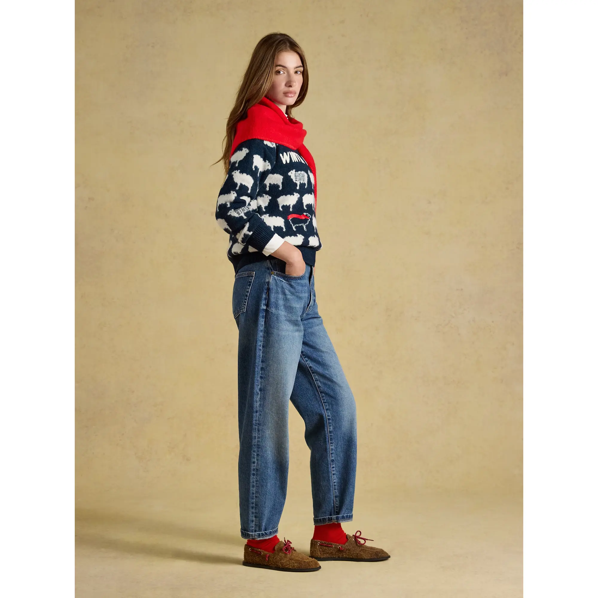 Product image 7 of 7 of Joules Women's Sheep Icon Crew Neck Knitted Jumper - Navy Winter Woolies