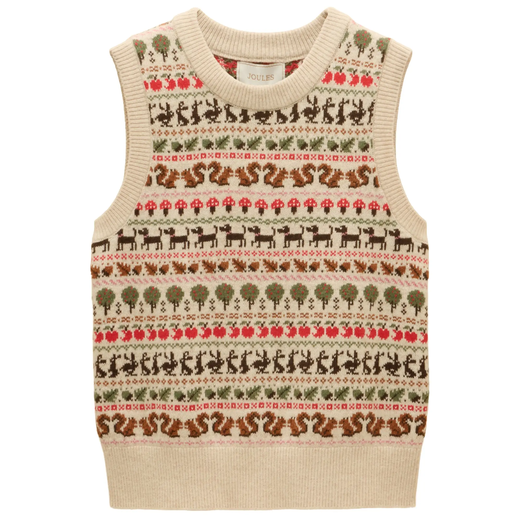 Product image 1 of 7 of Joules Women's Orchard Pattern Cotton Blend Crew Neck Knitted Vest - Oatmeal