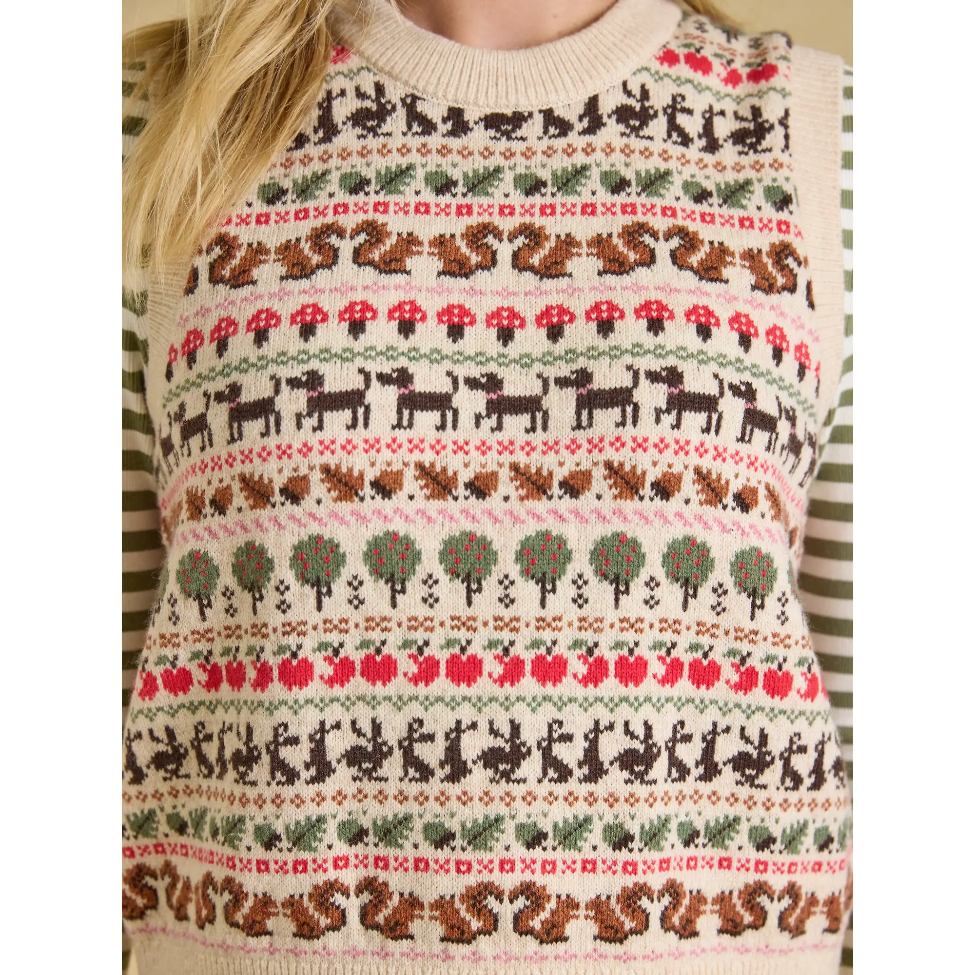 Product image 5 of 7 of Joules Women's Orchard Pattern Cotton Blend Crew Neck Knitted Vest - Oatmeal