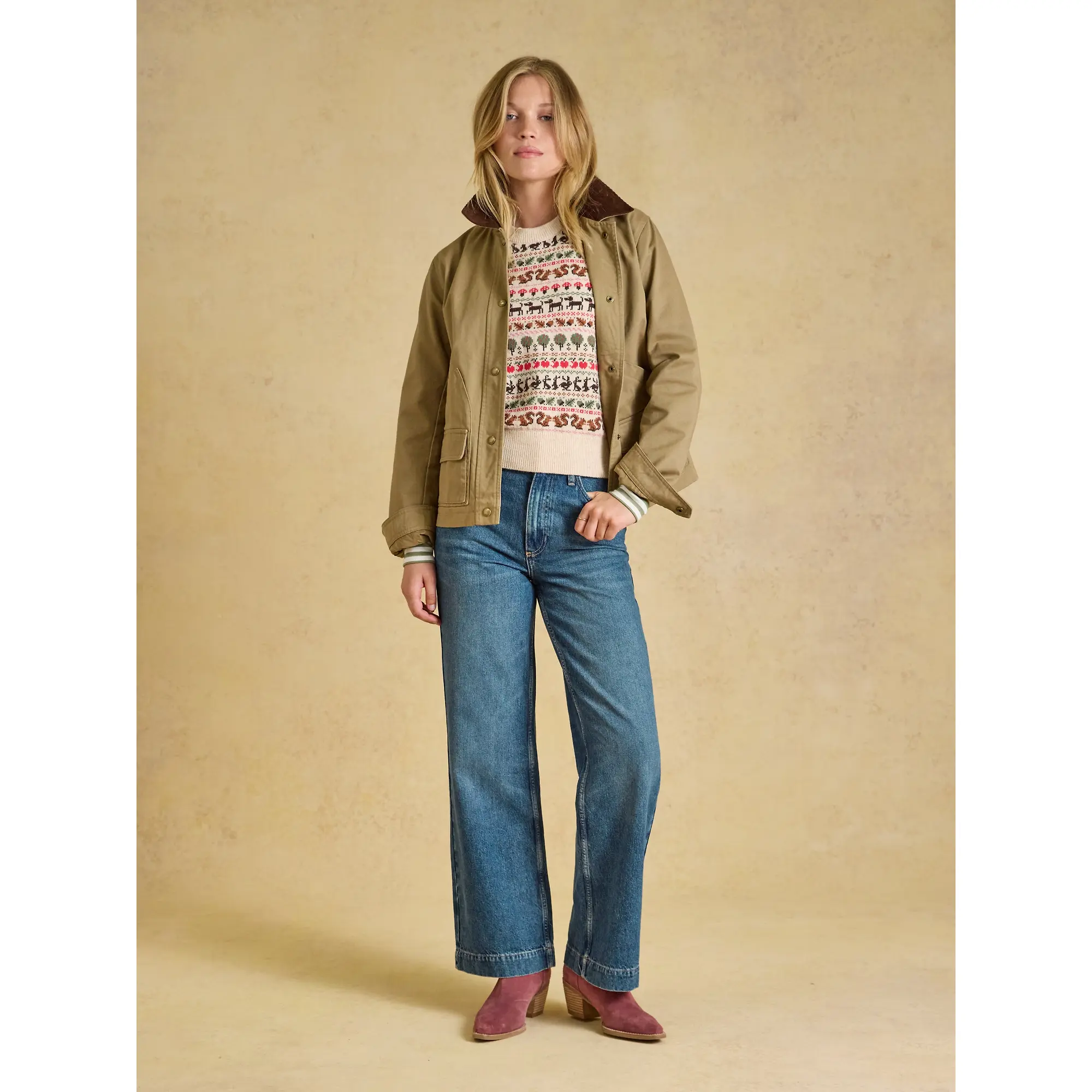 Product image 6 of 7 of Joules Women's Orchard Pattern Cotton Blend Crew Neck Knitted Vest - Oatmeal