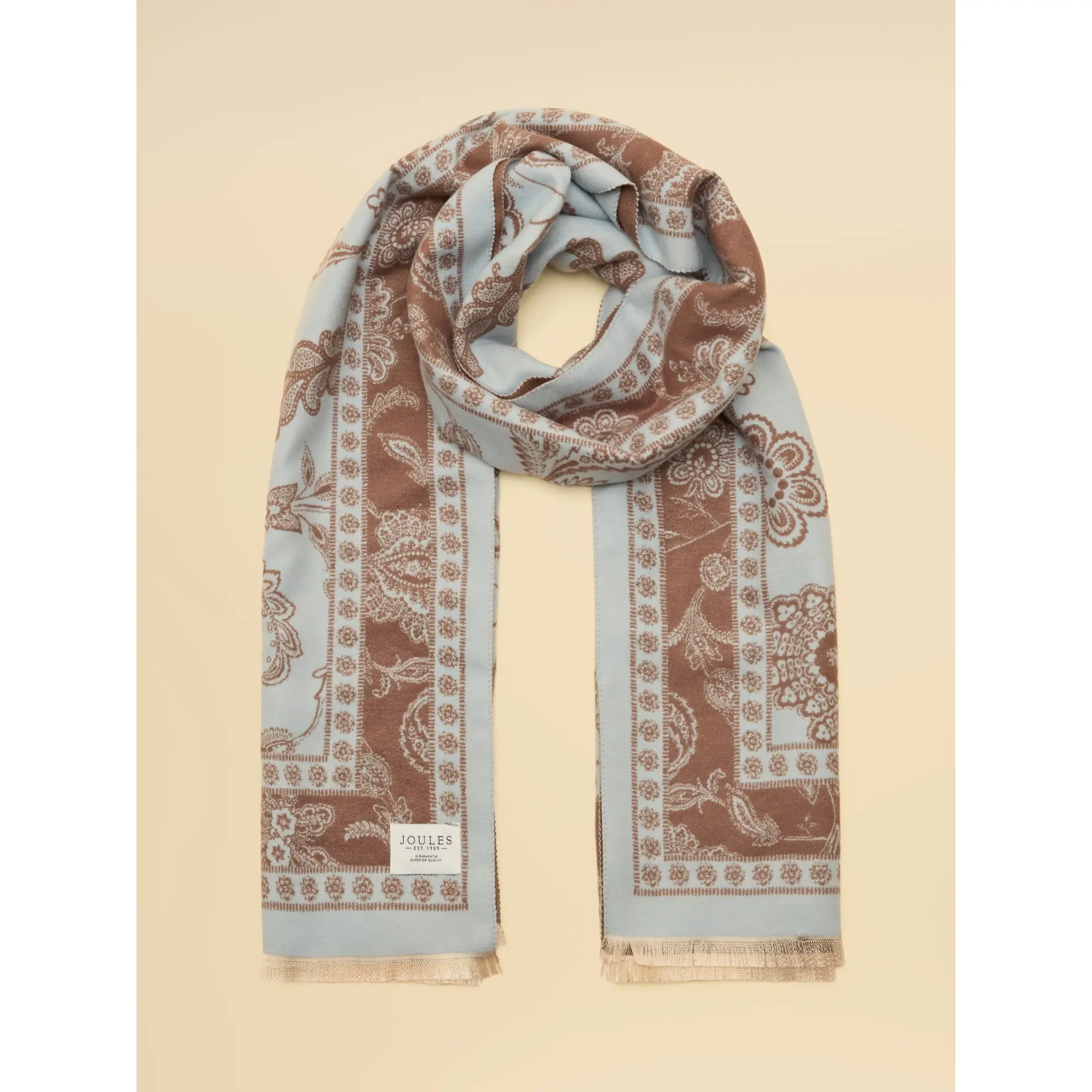 Product image 5 of 7 of Joules Women's Jacquard Scarf - Blue Brown Floral