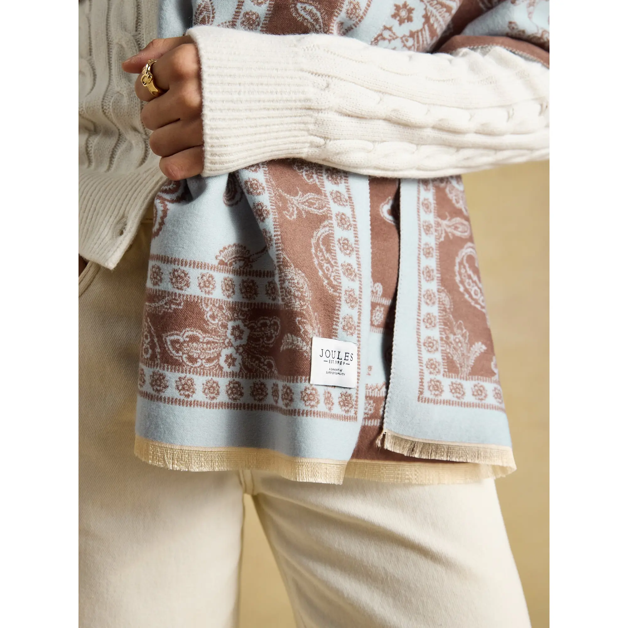 Product image 7 of 7 of Joules Women's Jacquard Scarf - Blue Brown Floral