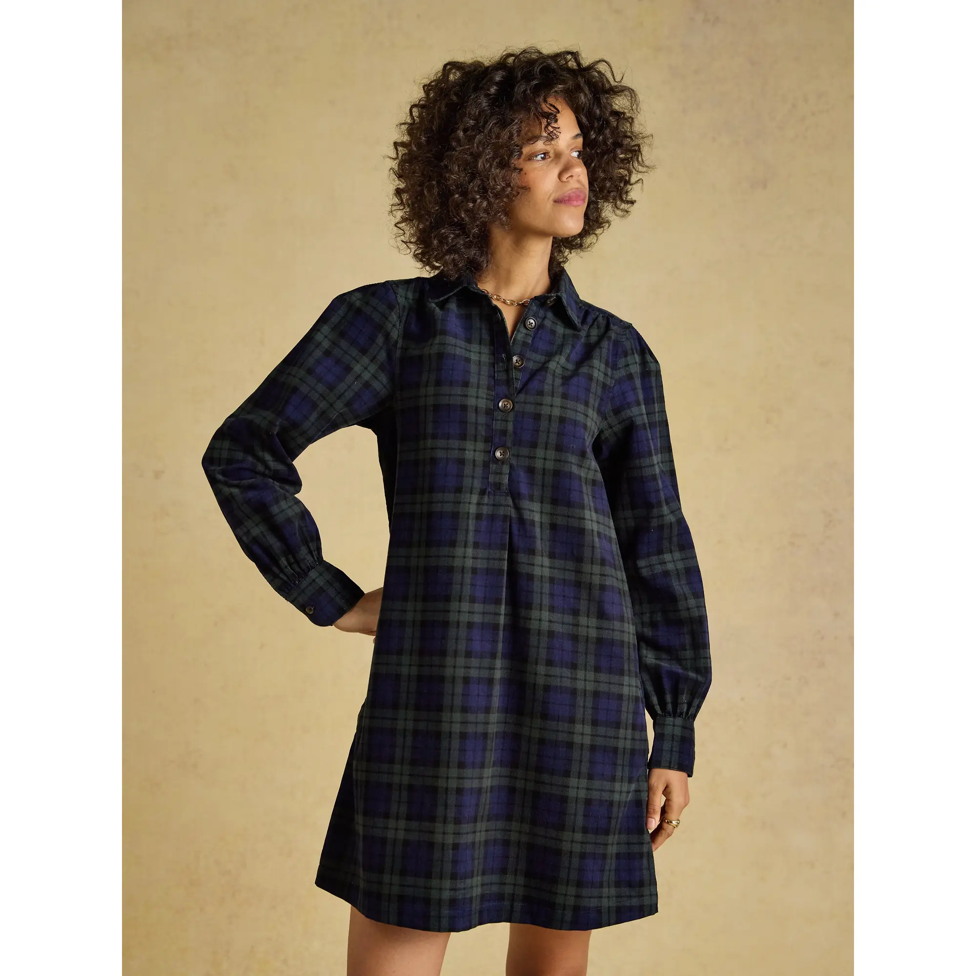 Product image 2 of 6 of Joules Women's Maple Cord Shift Dress - Blue / Green Check