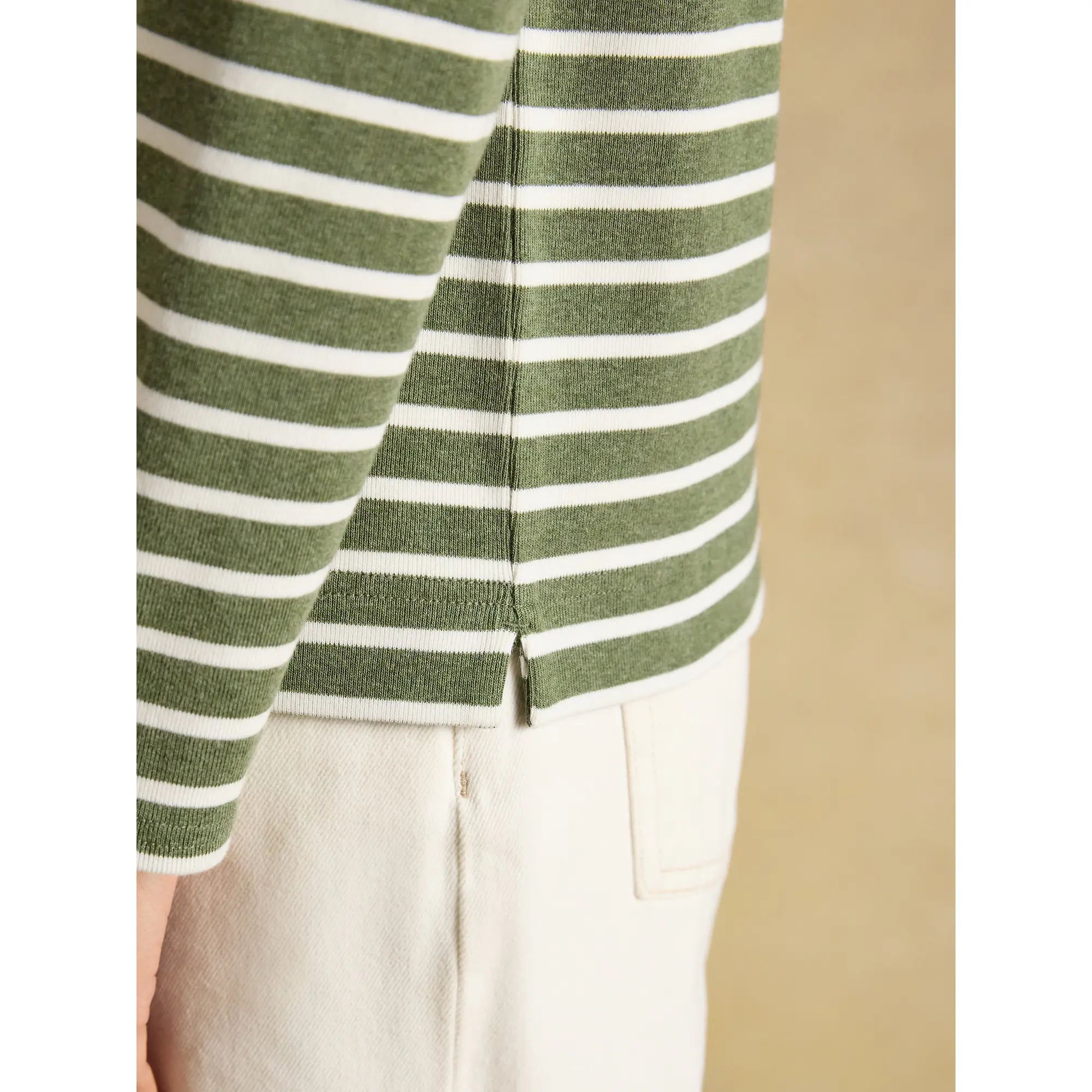 Product image 8 of 8 of Joules Women's Harbour Long Sleeve Striped Boat Neck Breton Top - Khaki Marl