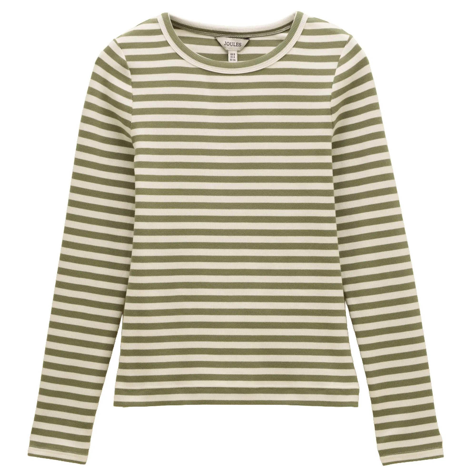 Product image 1 of 6 of Joules Women's Sophie Long Sleeve Ribbed Fitted T-Shirt - Khaki Green